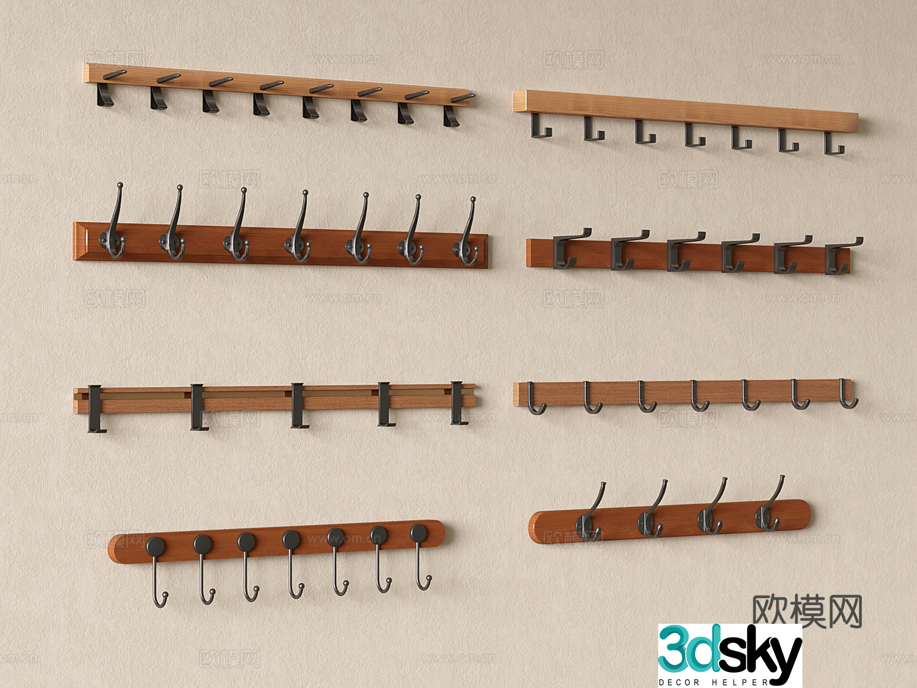 Modern medieval hooks clothes hooks clothes hangers 3D model