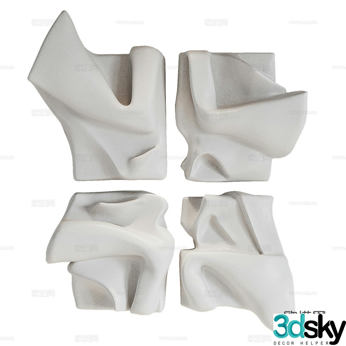 Modern gypsum art hanging decoration 3d model