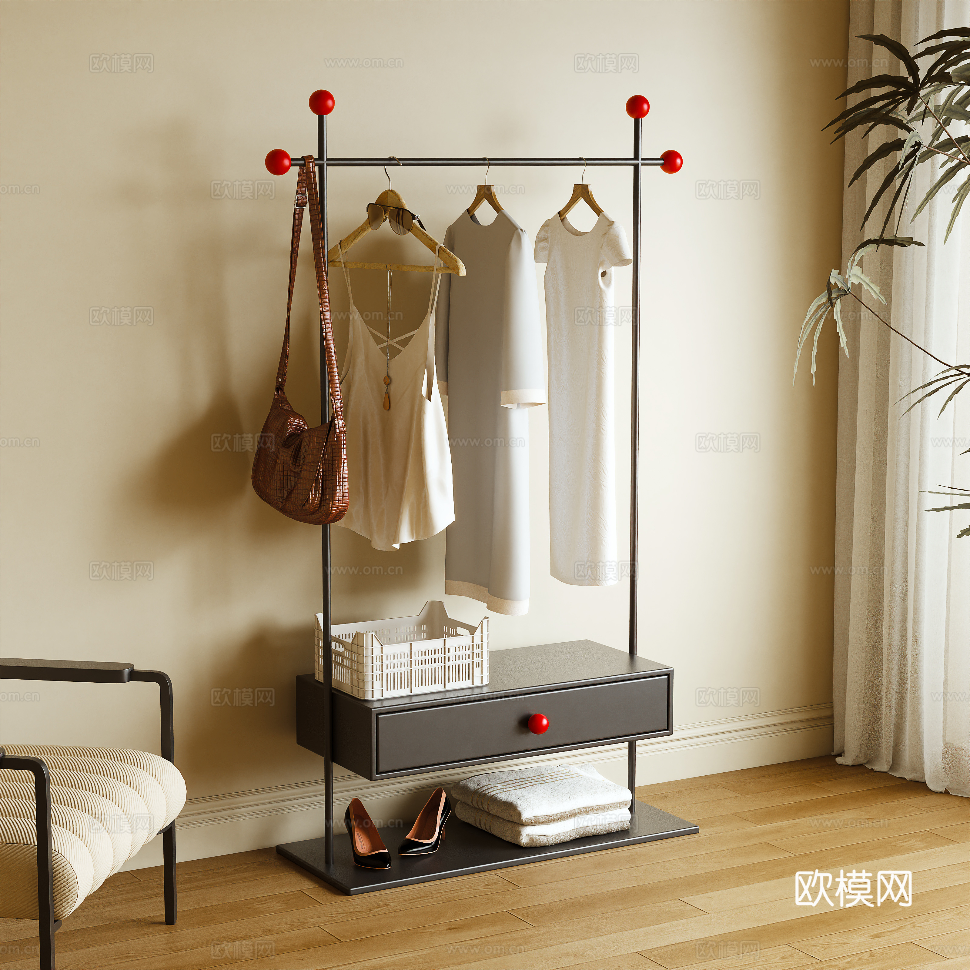 Modern clothes hanger floor hanger clothes hanger clothes 3d model