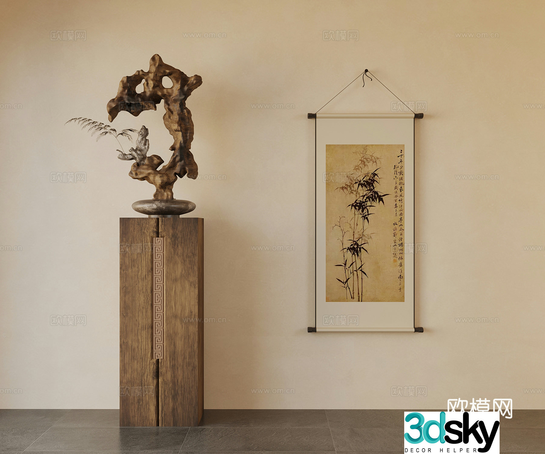 30 new Chinese sculptures 3D model of hanging paintings