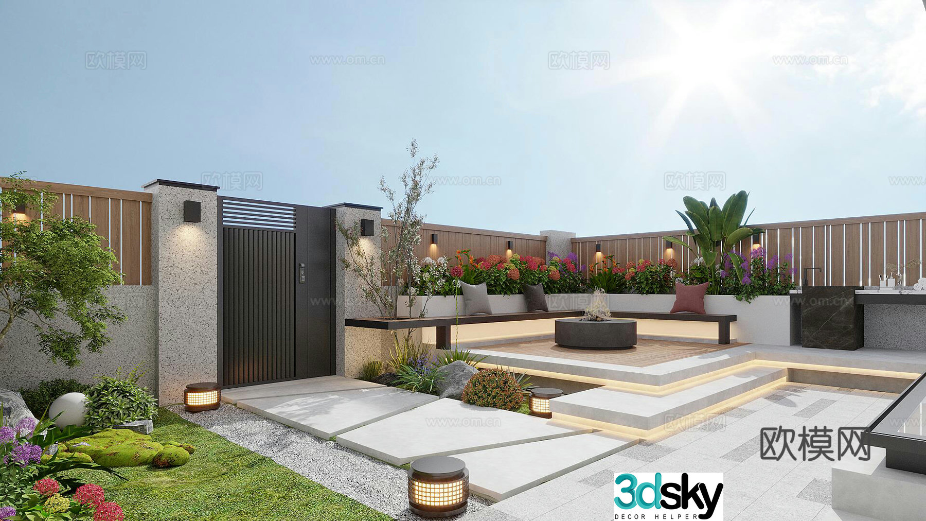 Villa courtyard 3d model