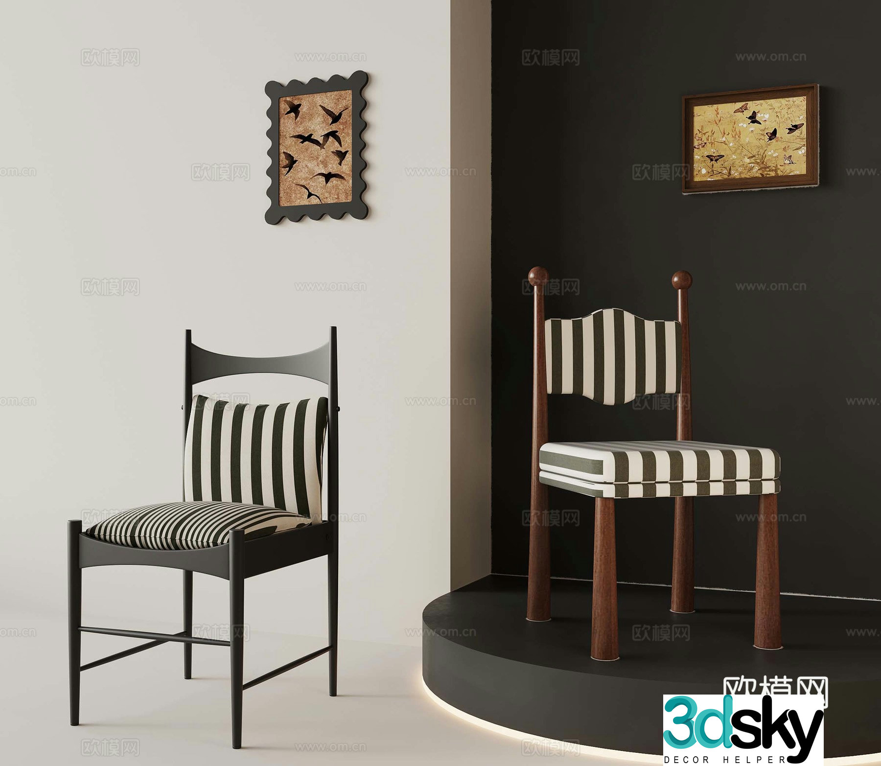 28 French medieval dining chair casual chair 3d model