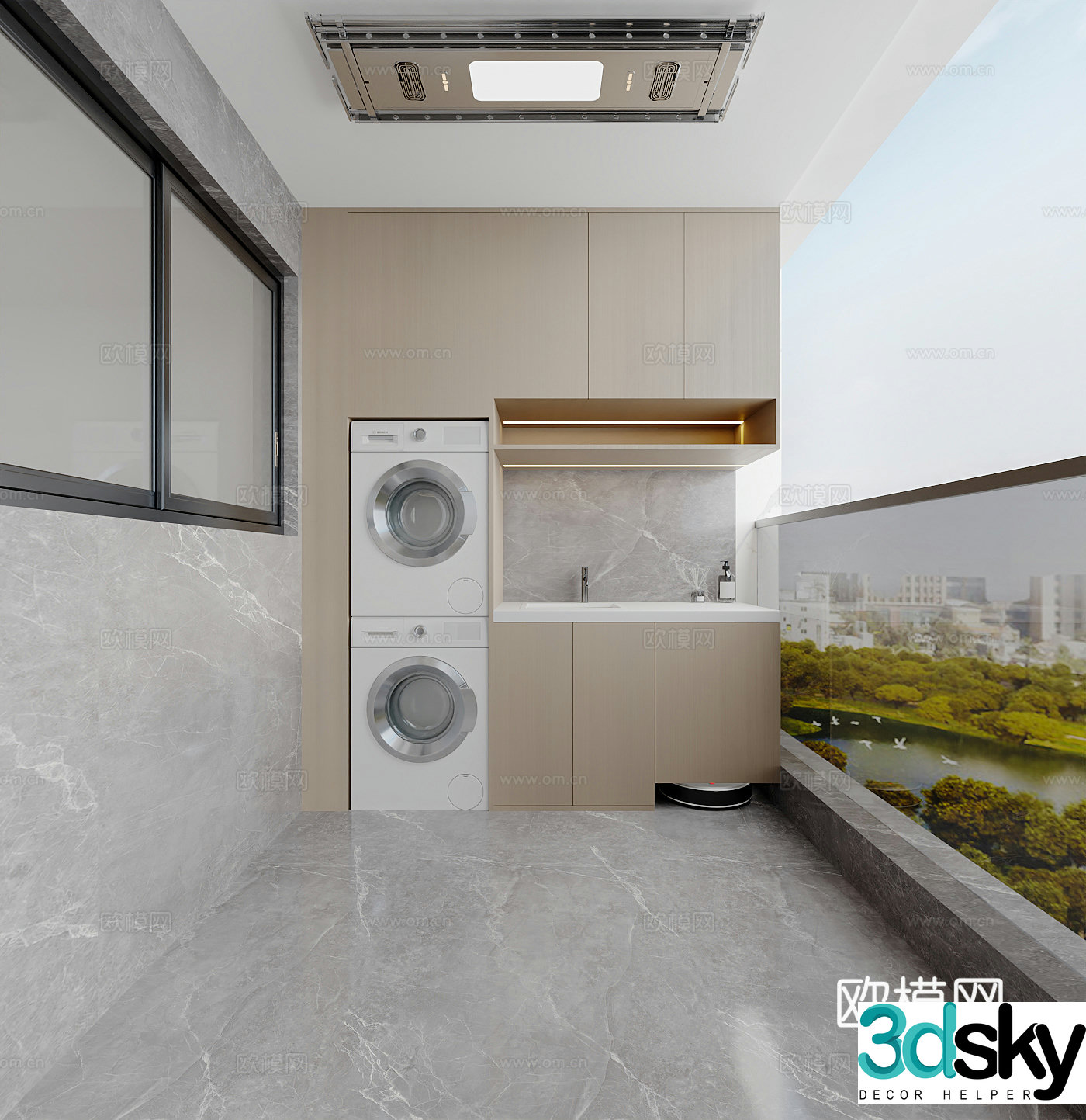 Modern balcony Washing closet Basin 3D model