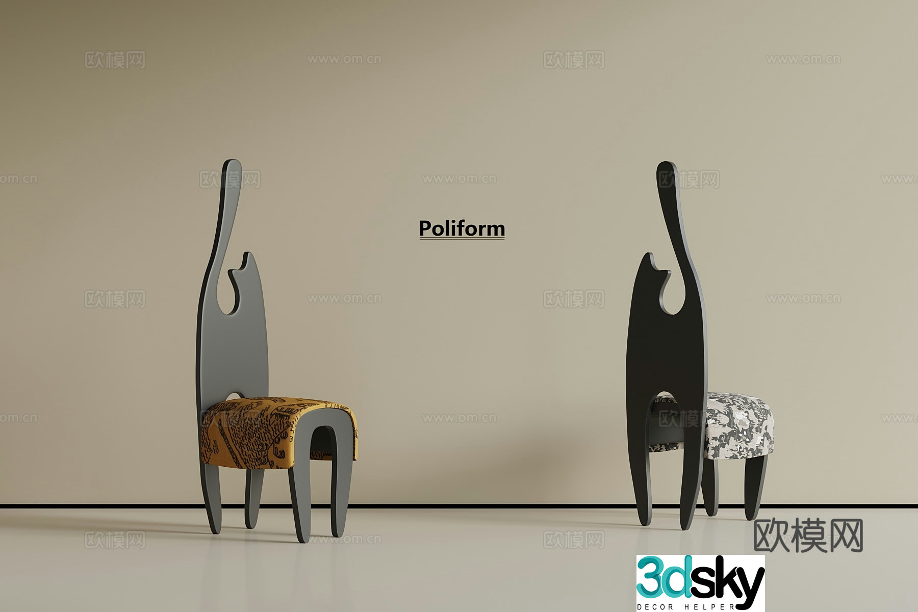 French medieval dining chair 3D model