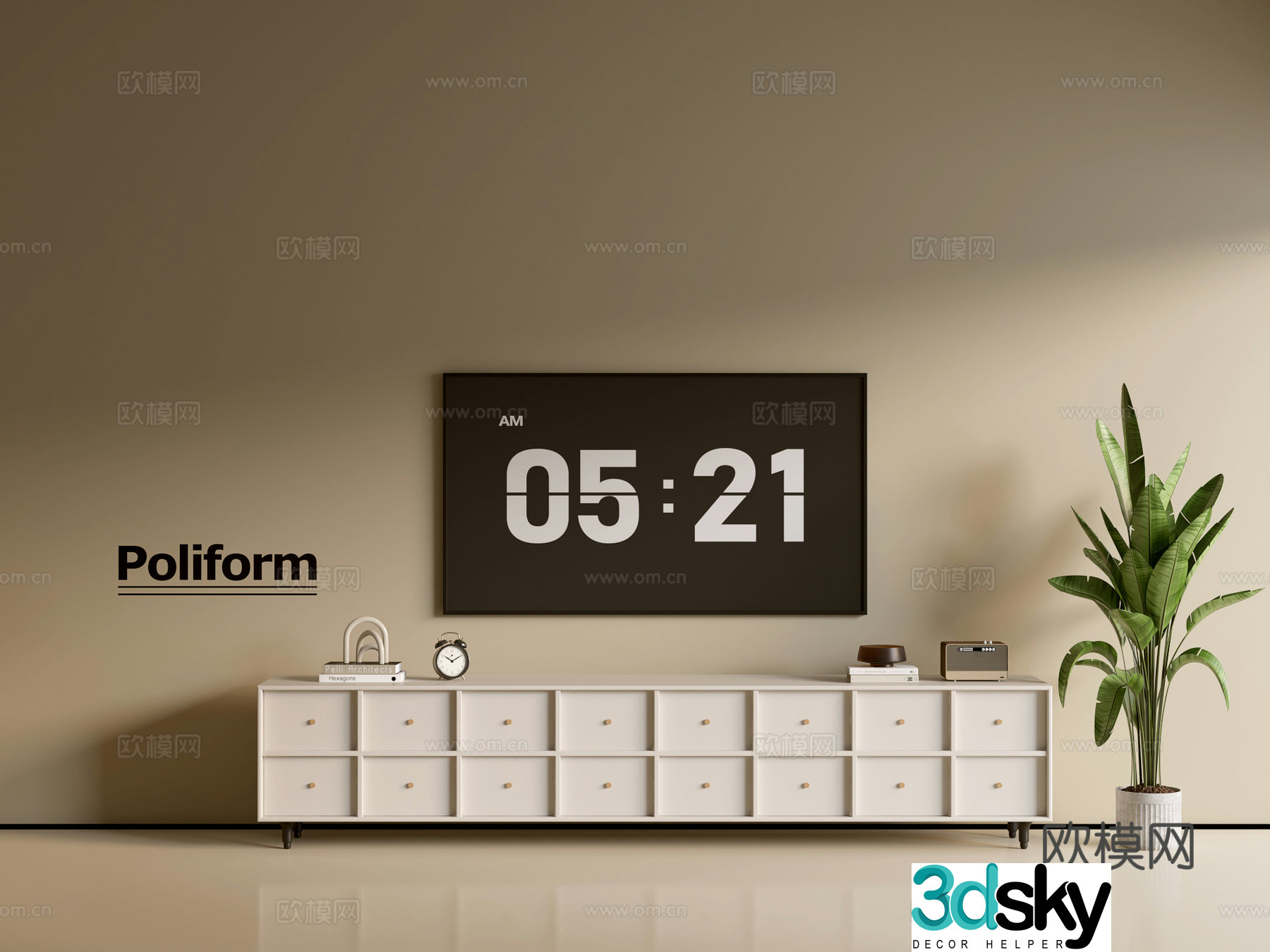 Modern cream-air TV cabinet chest of cabinets ins-style minimalist wind cabinet whole cabinet sideboard 3D model