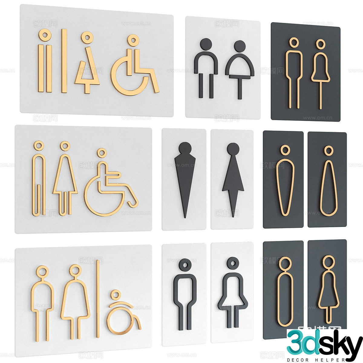 Modern minimalist information sign navigation sign toilet sign 3d model