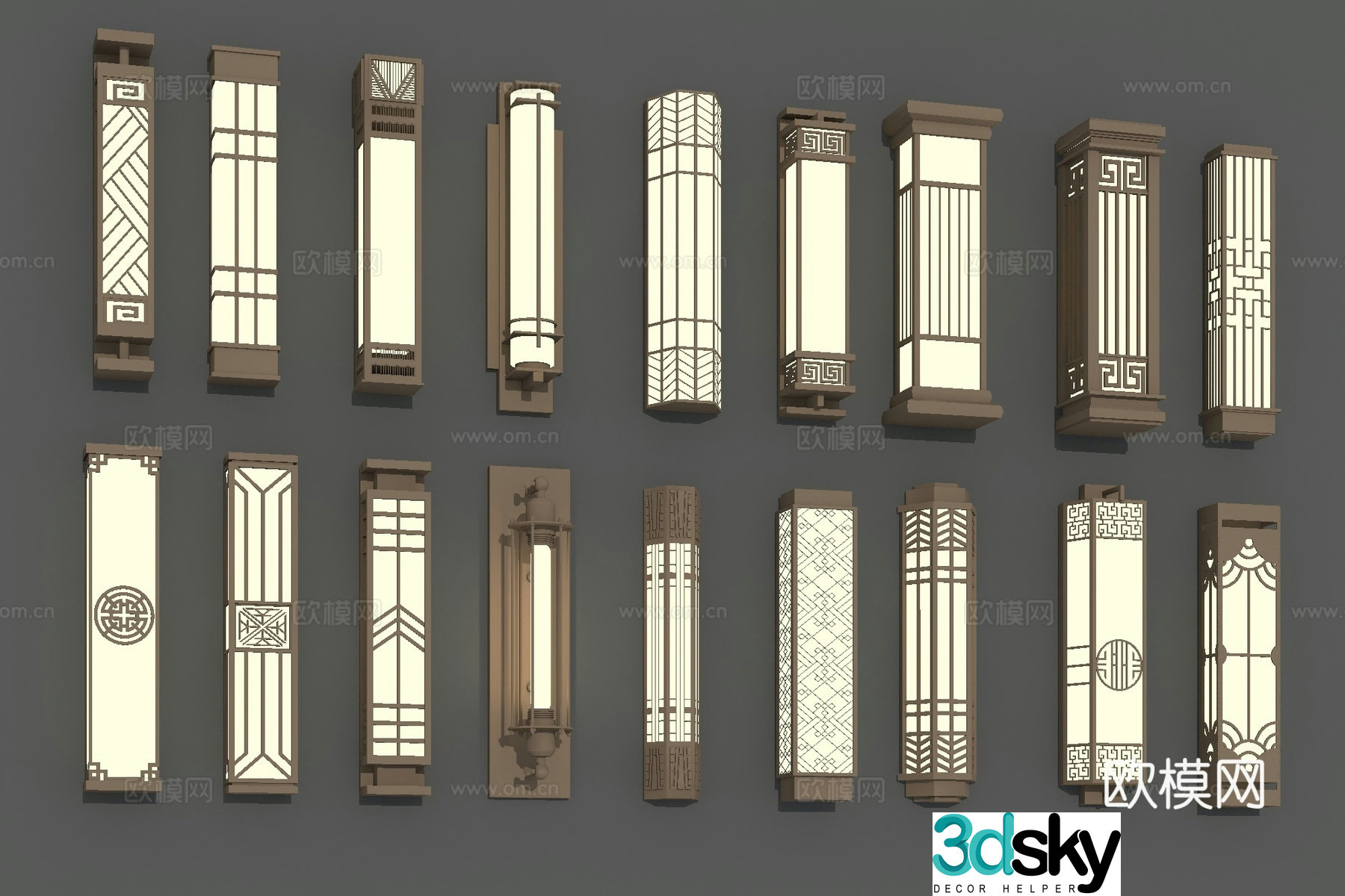 Chinese lamp column lamp wall lamp 3d model