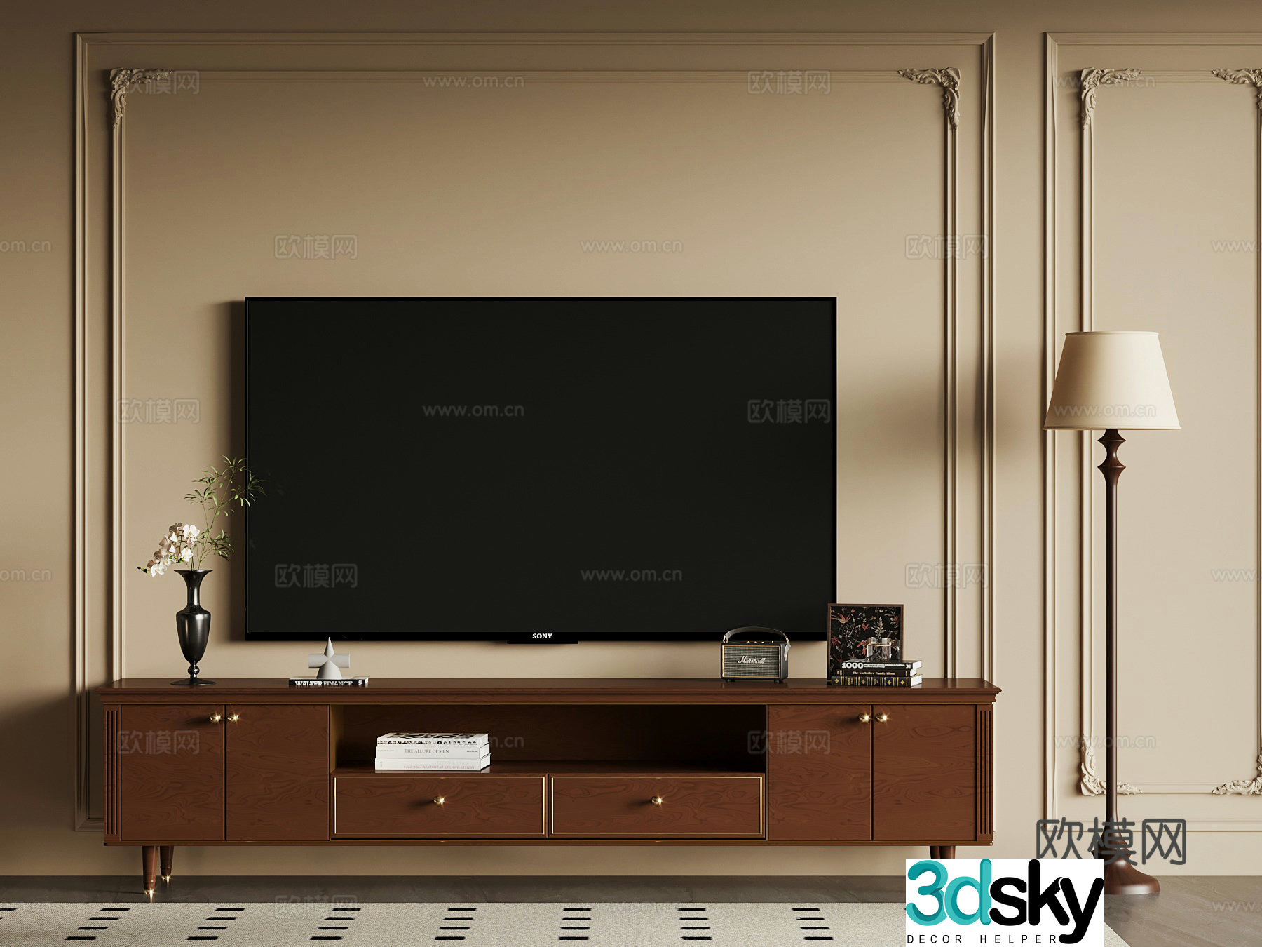 TV cabinet French medieval style TV cabinet 3D model