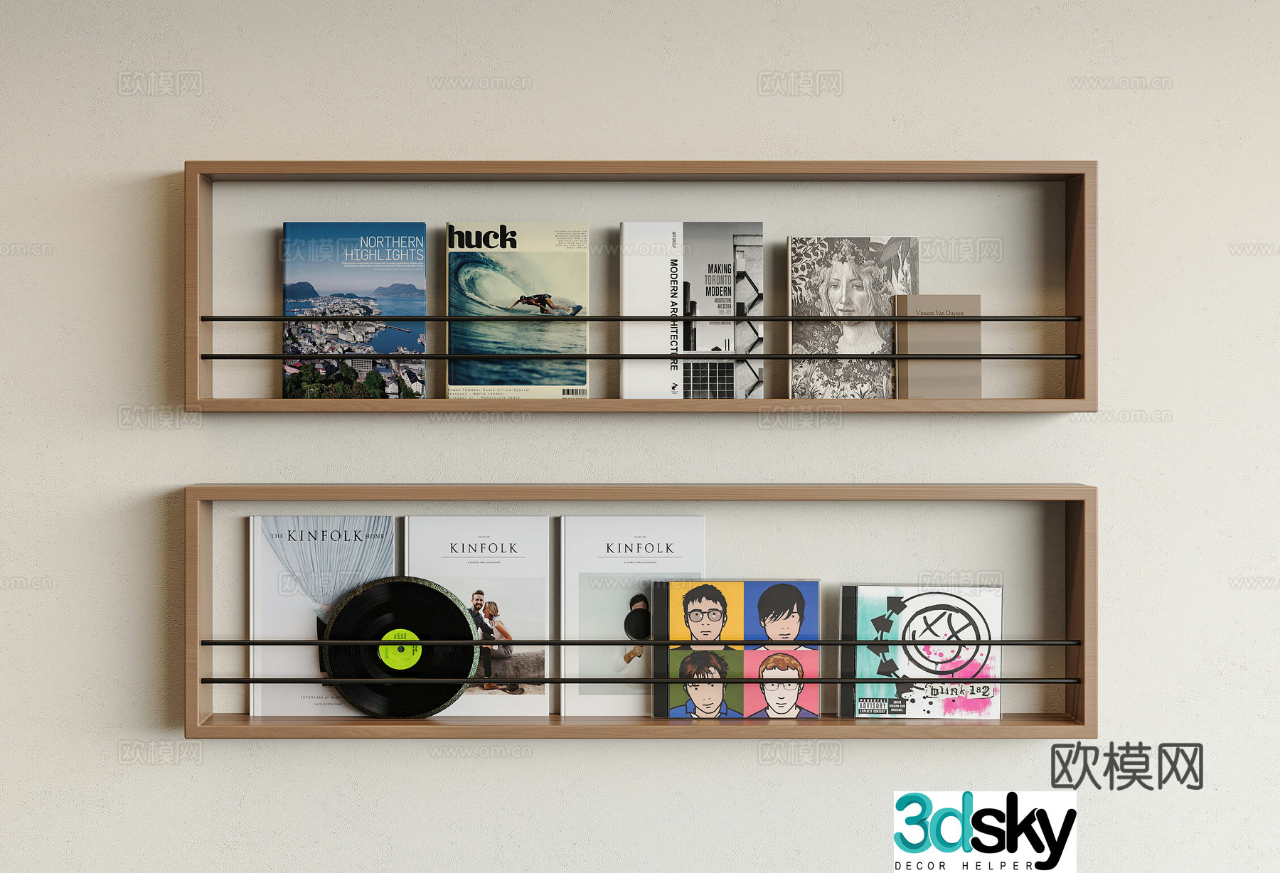 Modern shelf Decorative shelf Book newspaper shelf Magazine shelf Book wall-mounted shelf 3D model