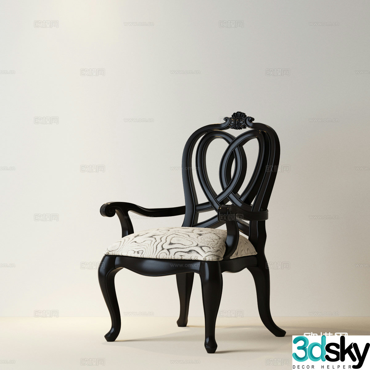 American dining chair American single chair American solid wood dining table and chair French medieval single chair American medieval dining 3D model