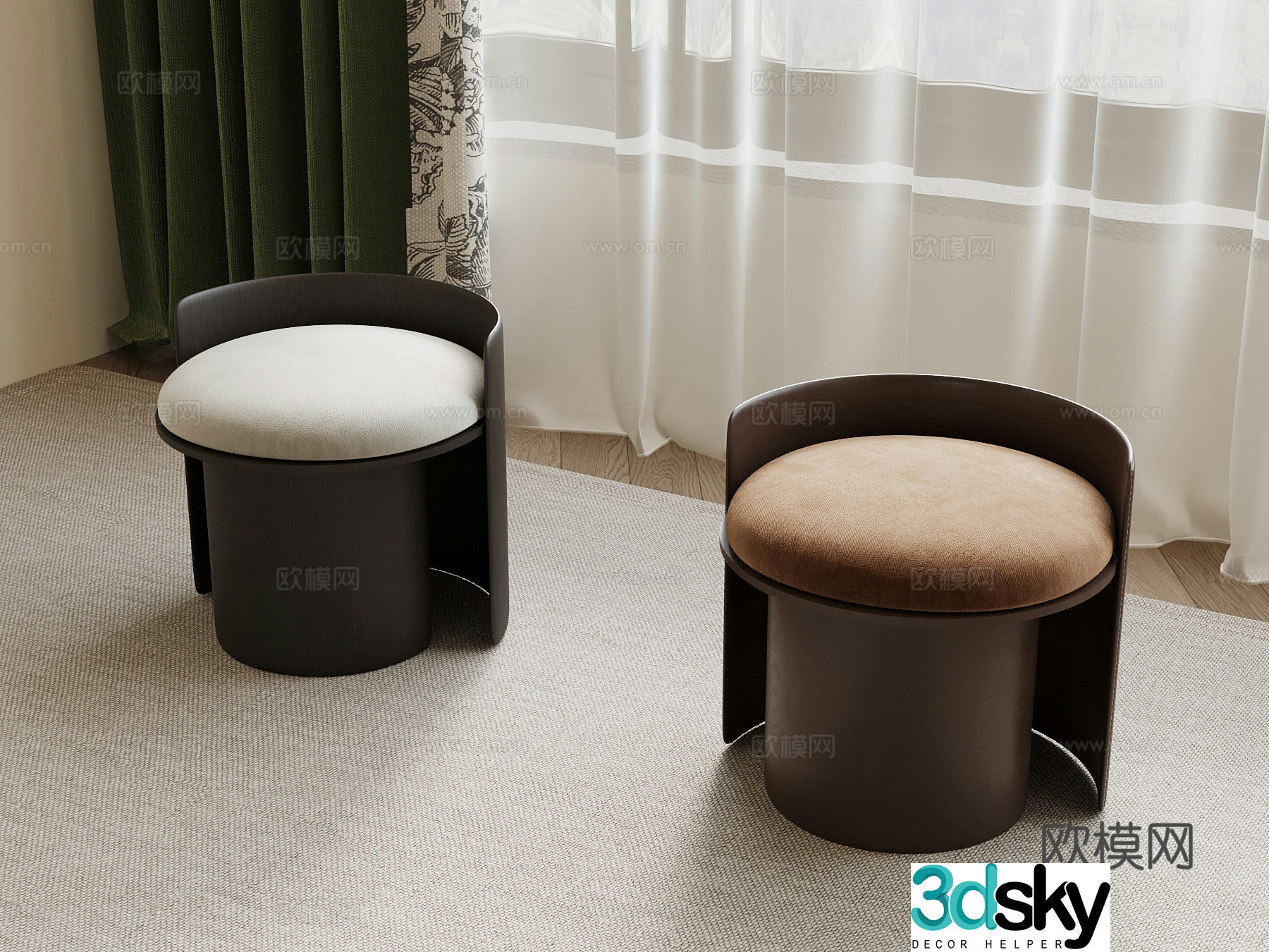 07 Other stools Modern shoe changing stool Low stool Round stool 3D model