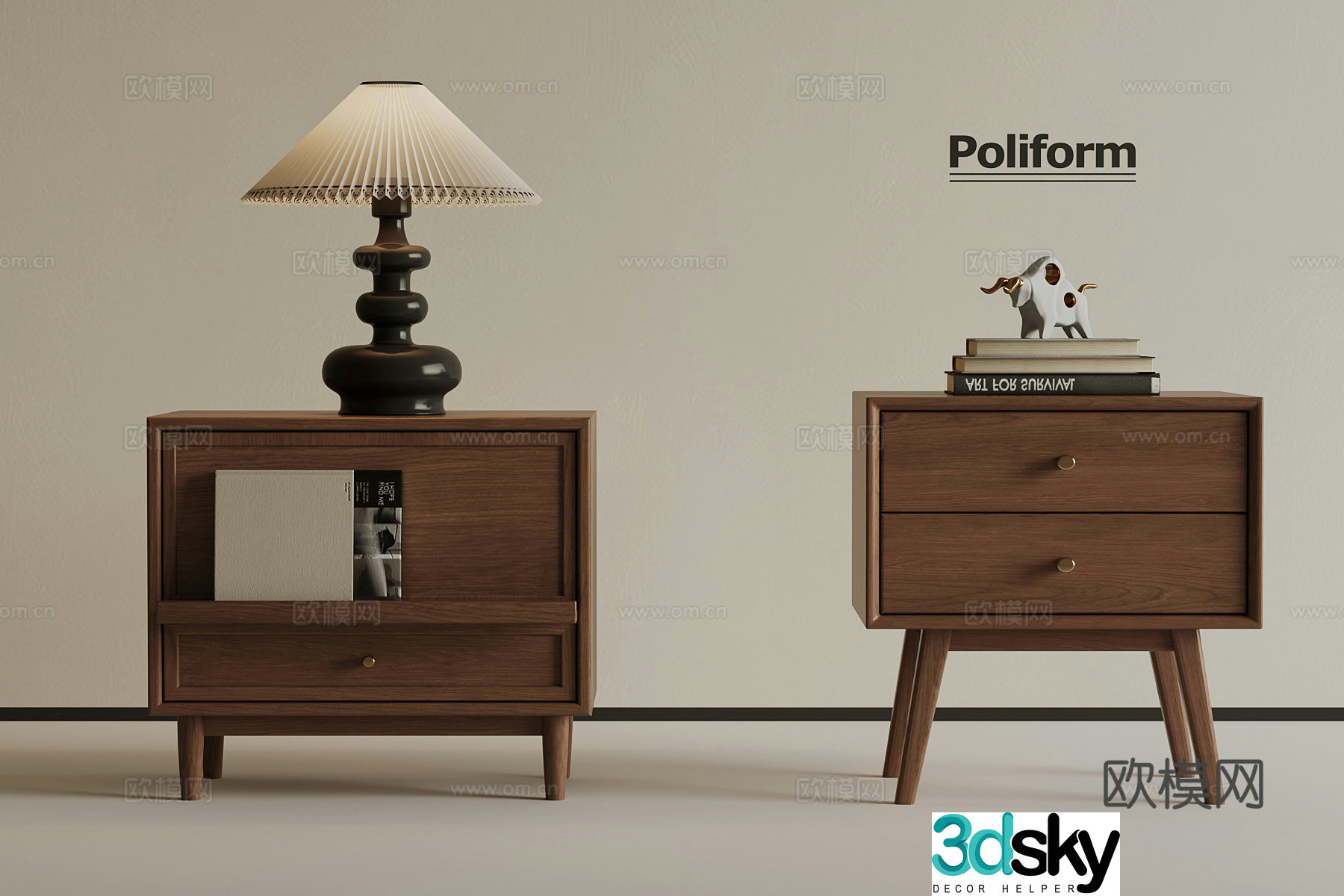 Middle-aged bedside table lamp ornament 3D model