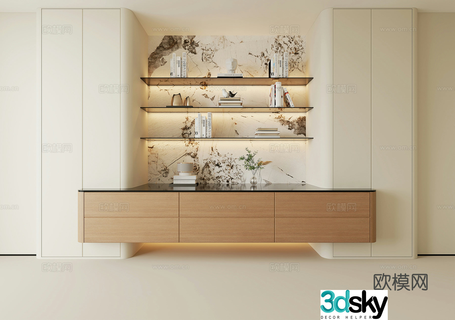 Modern cream sideboard 3d model
