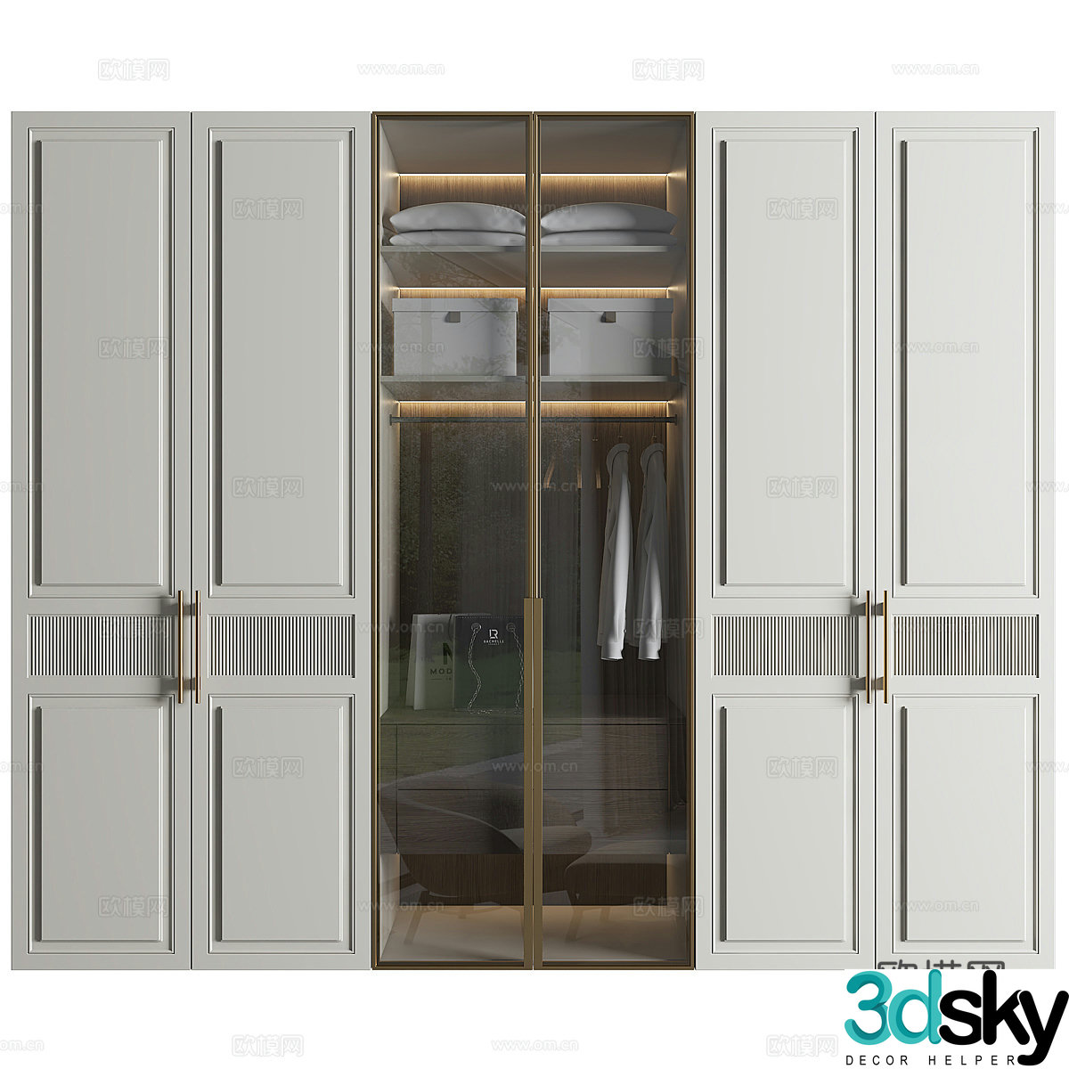 Neoclassical light luxury door wardrobe 3D model