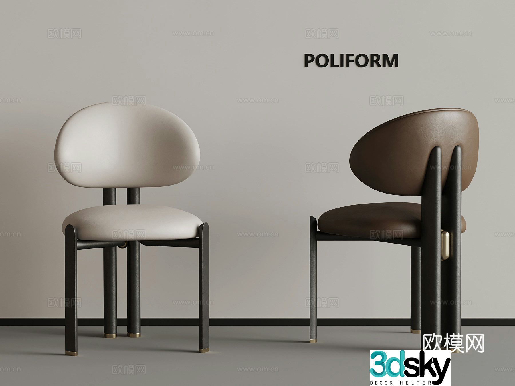 04 Middle-aged dining chair casual chair 3d model