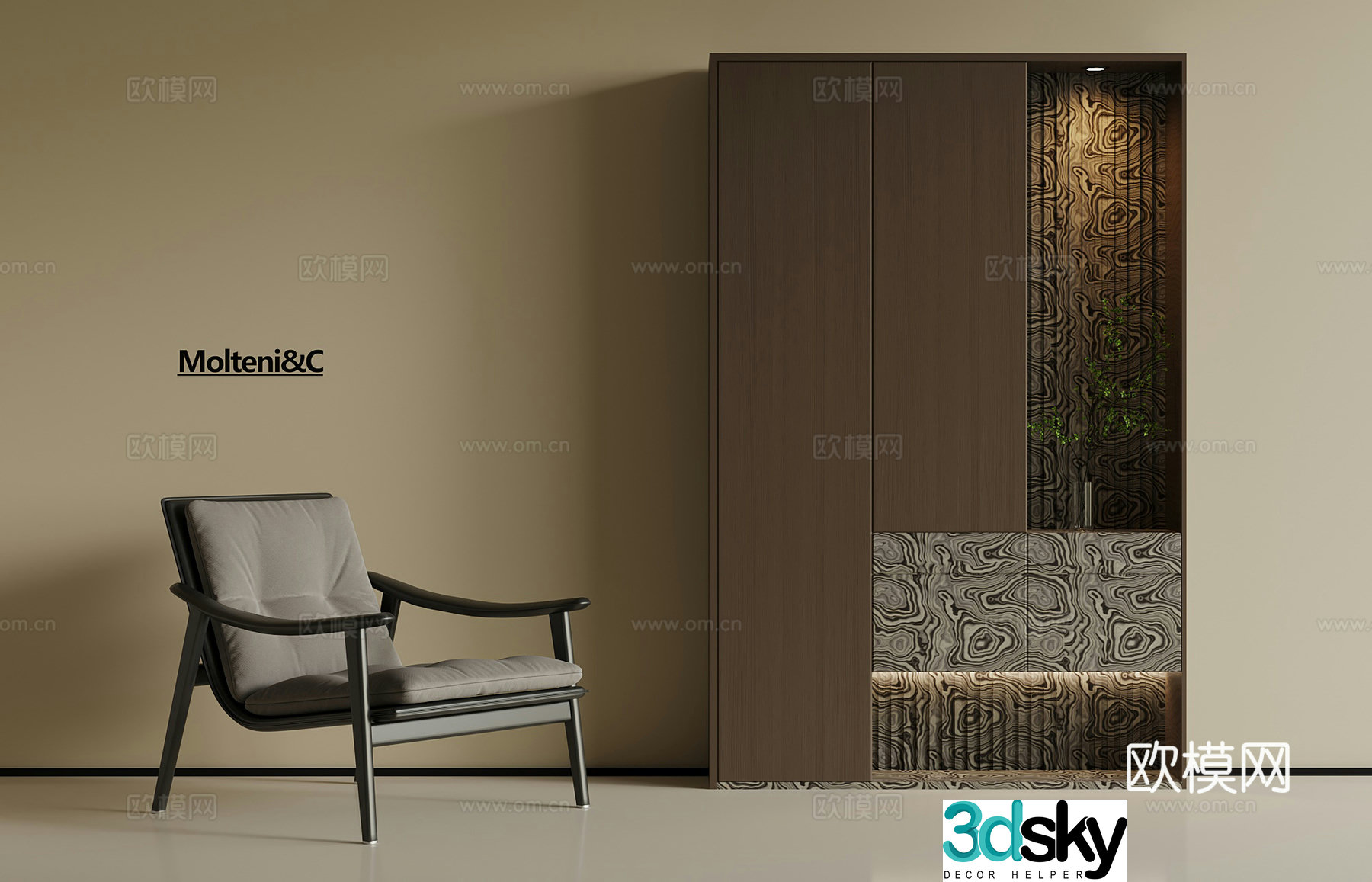 Italian style shoe cabinet 3D model