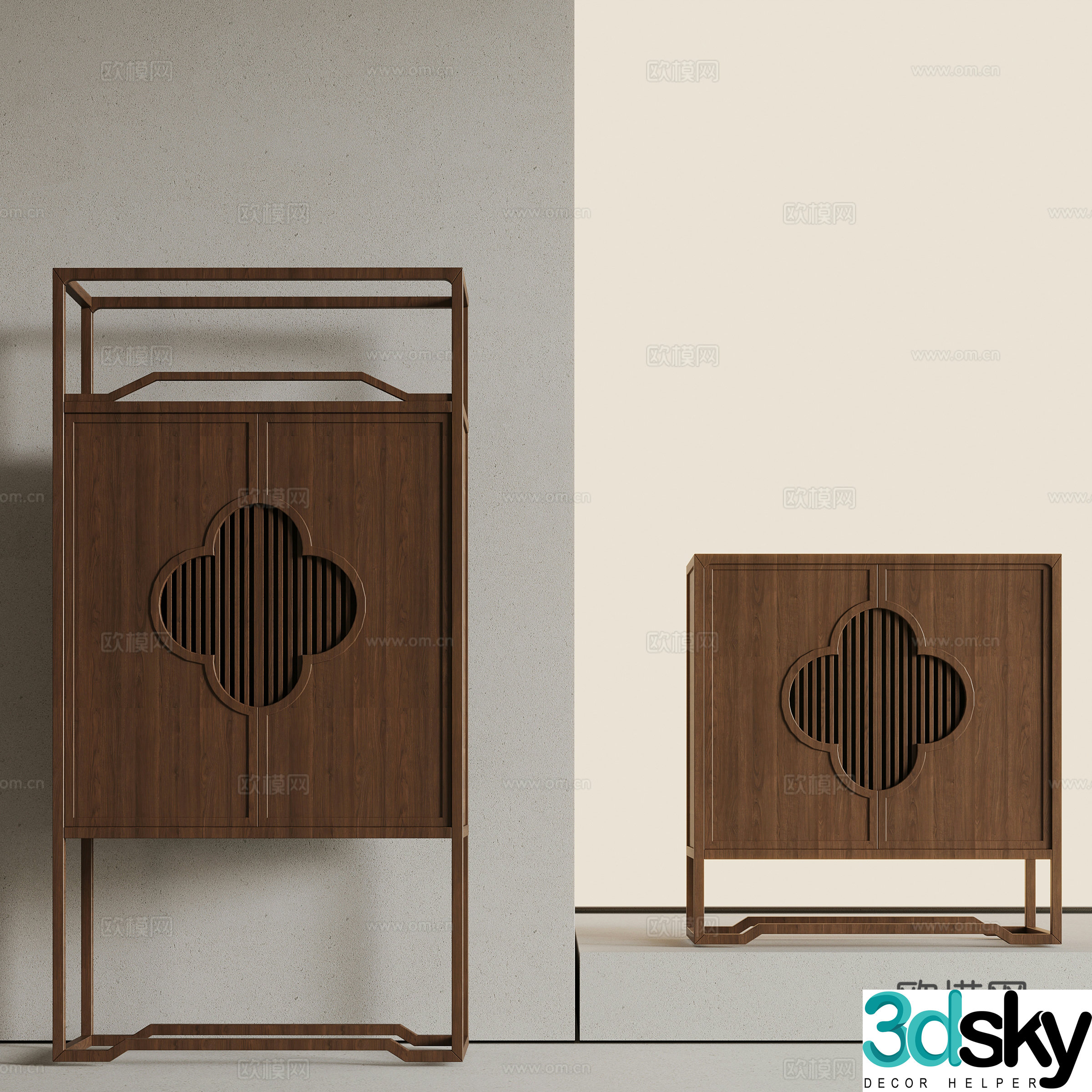 New Chinese style side cabinet high cabinet 3D model