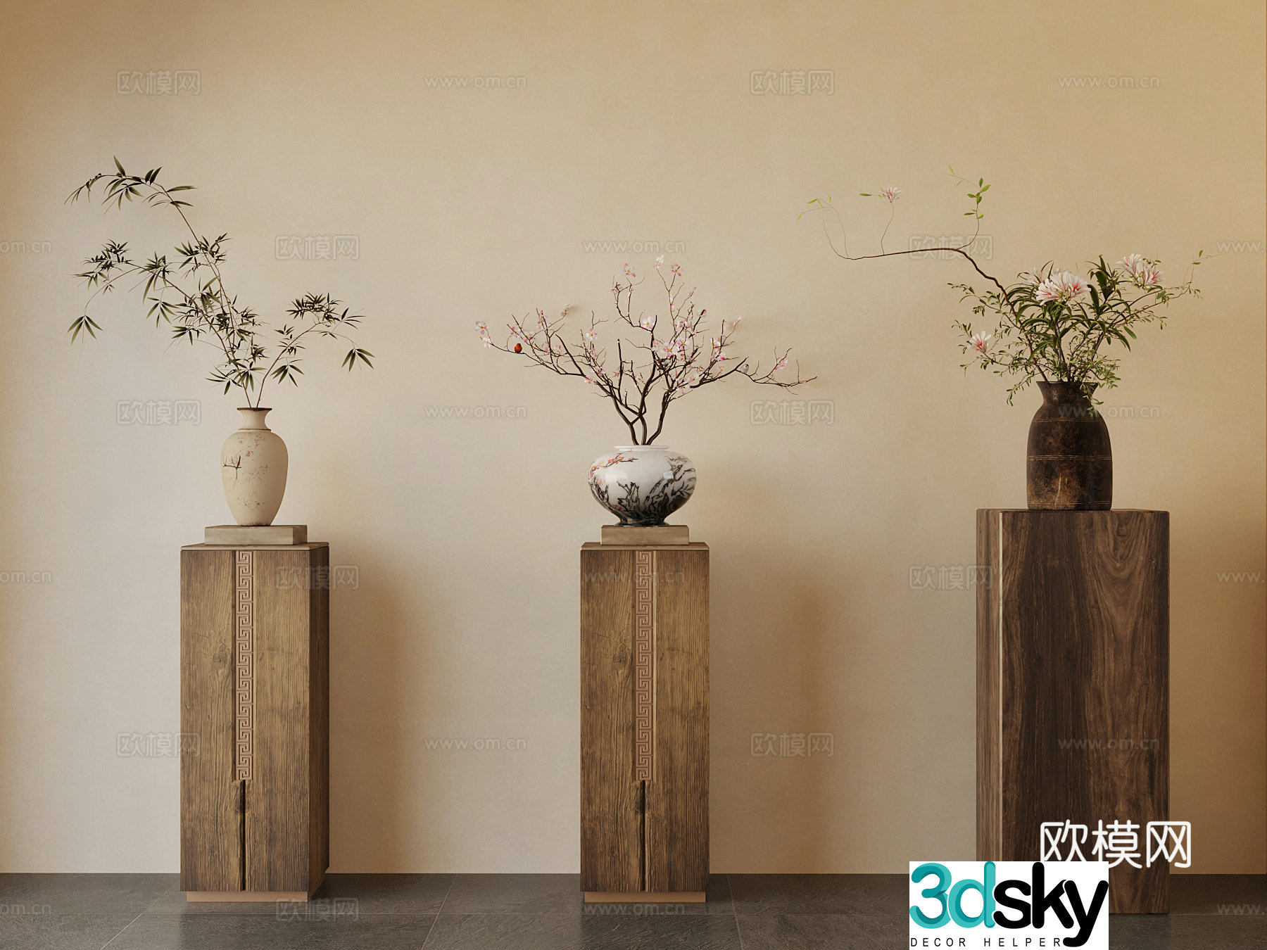 17 new Chinese vase flower pot 3D model