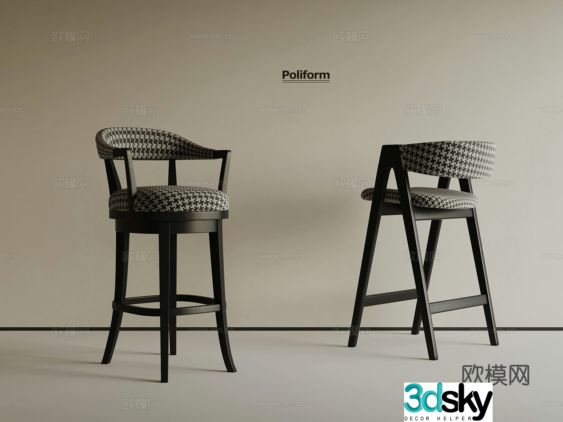 Modern bar stool bar chair 3d model