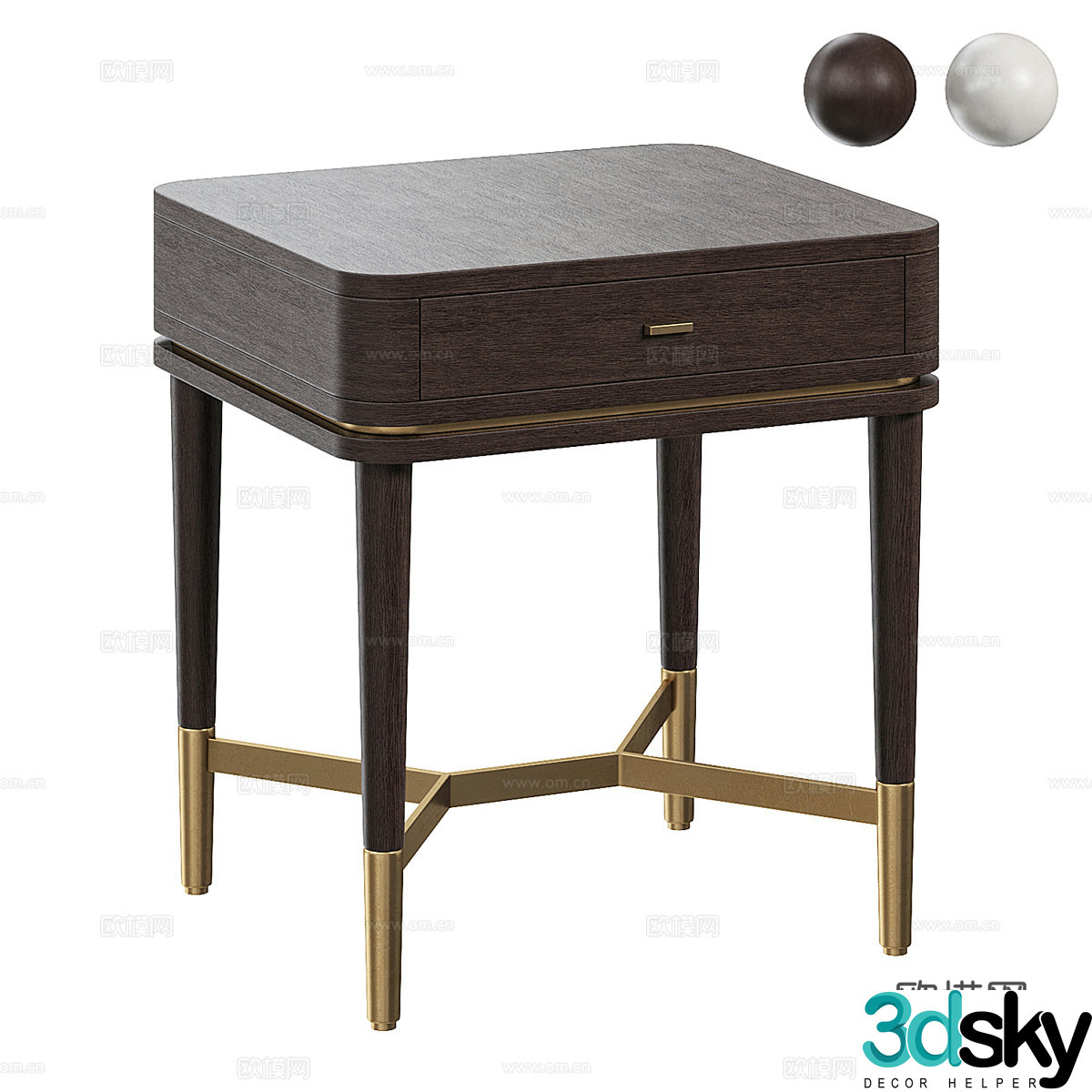 New Chinese style light luxury bedside table 3D model