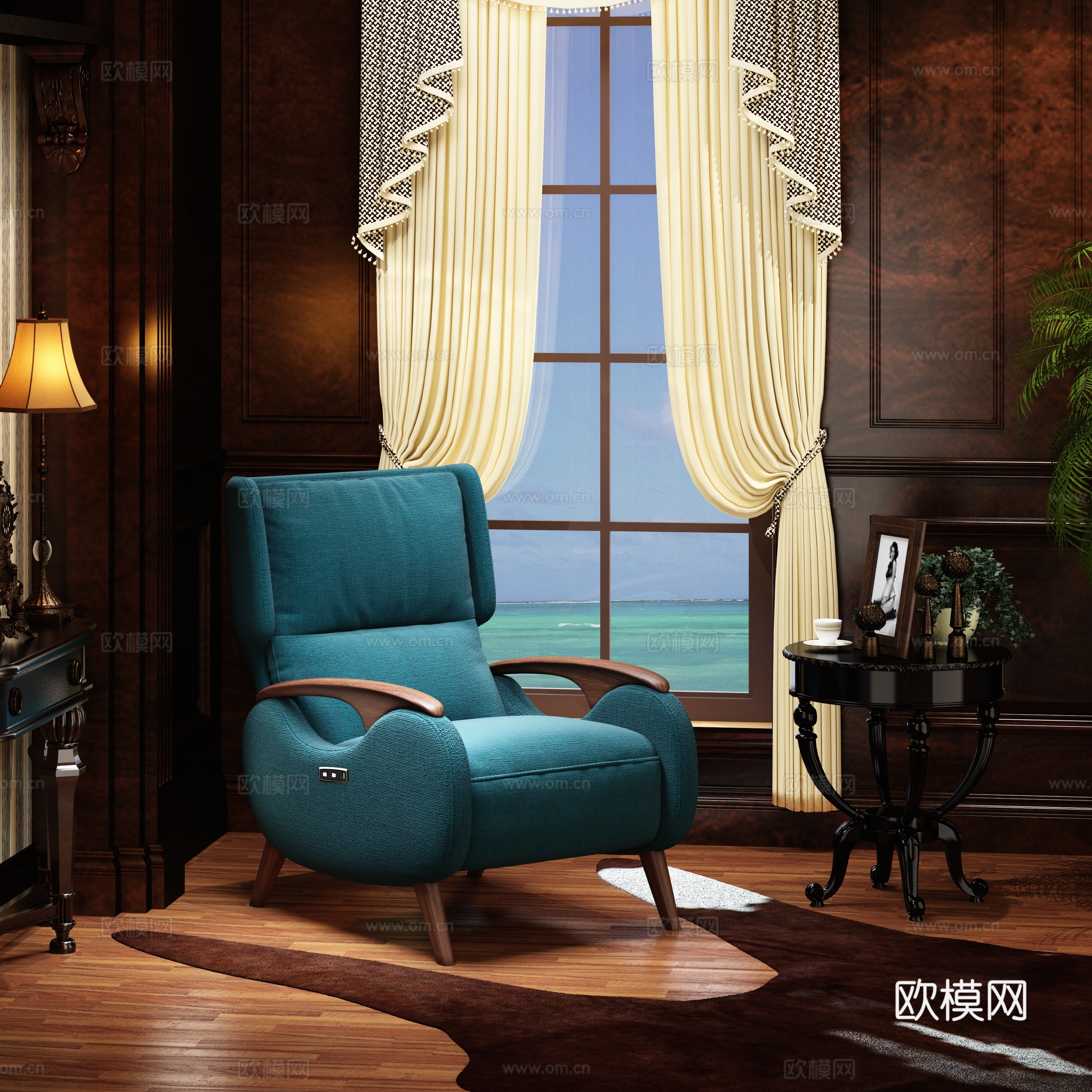 American massage chair European sofa chair functional chair wooden fanyou product solid wood sofa 3d model