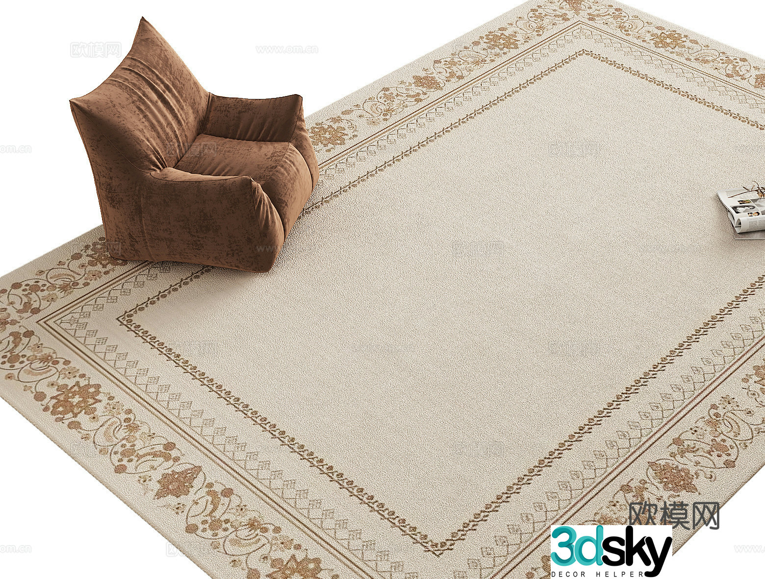 French light pattern carpet Living room carpet Bedroom carpet 3D model