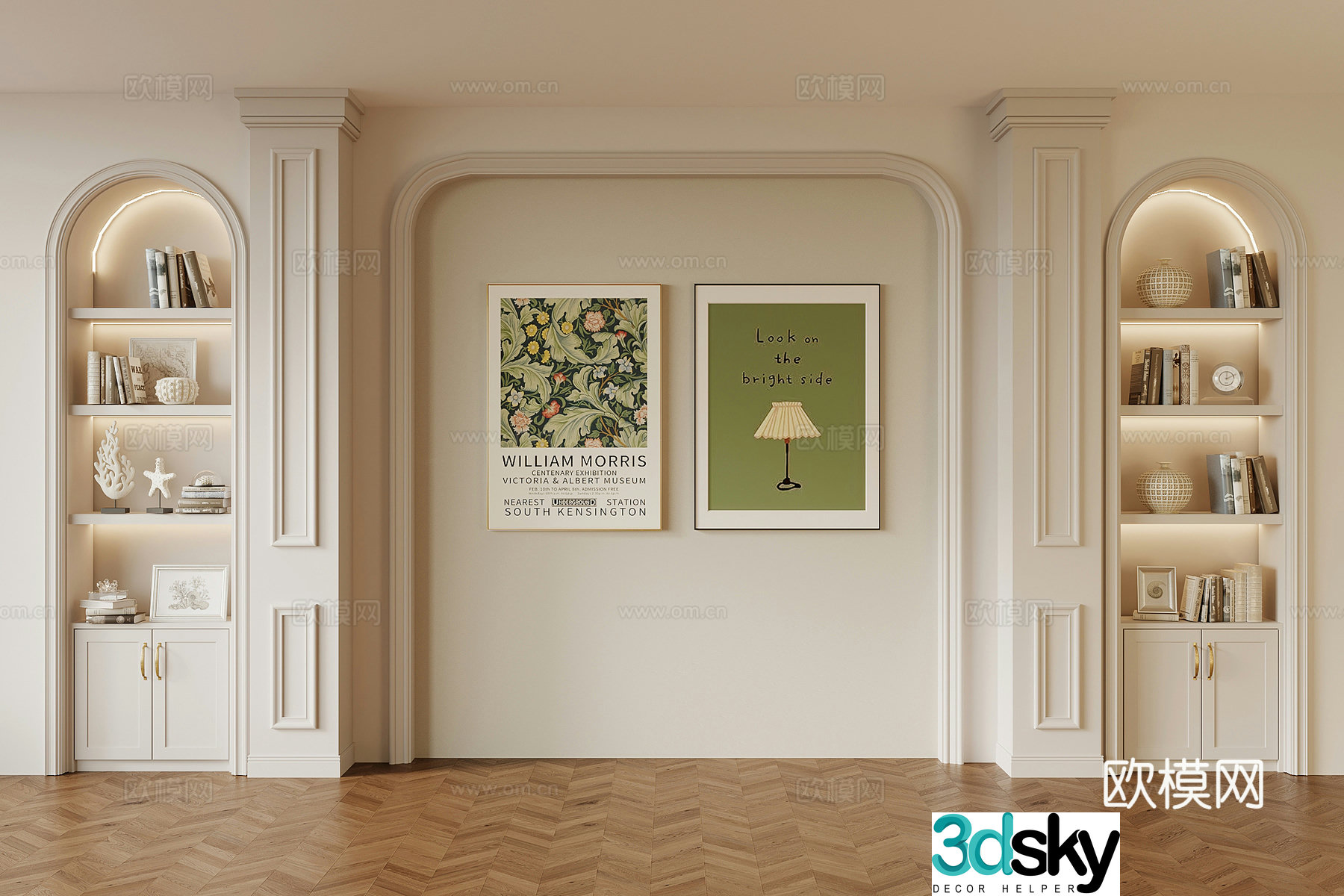 Bookcase French bookcase background wall 3d model