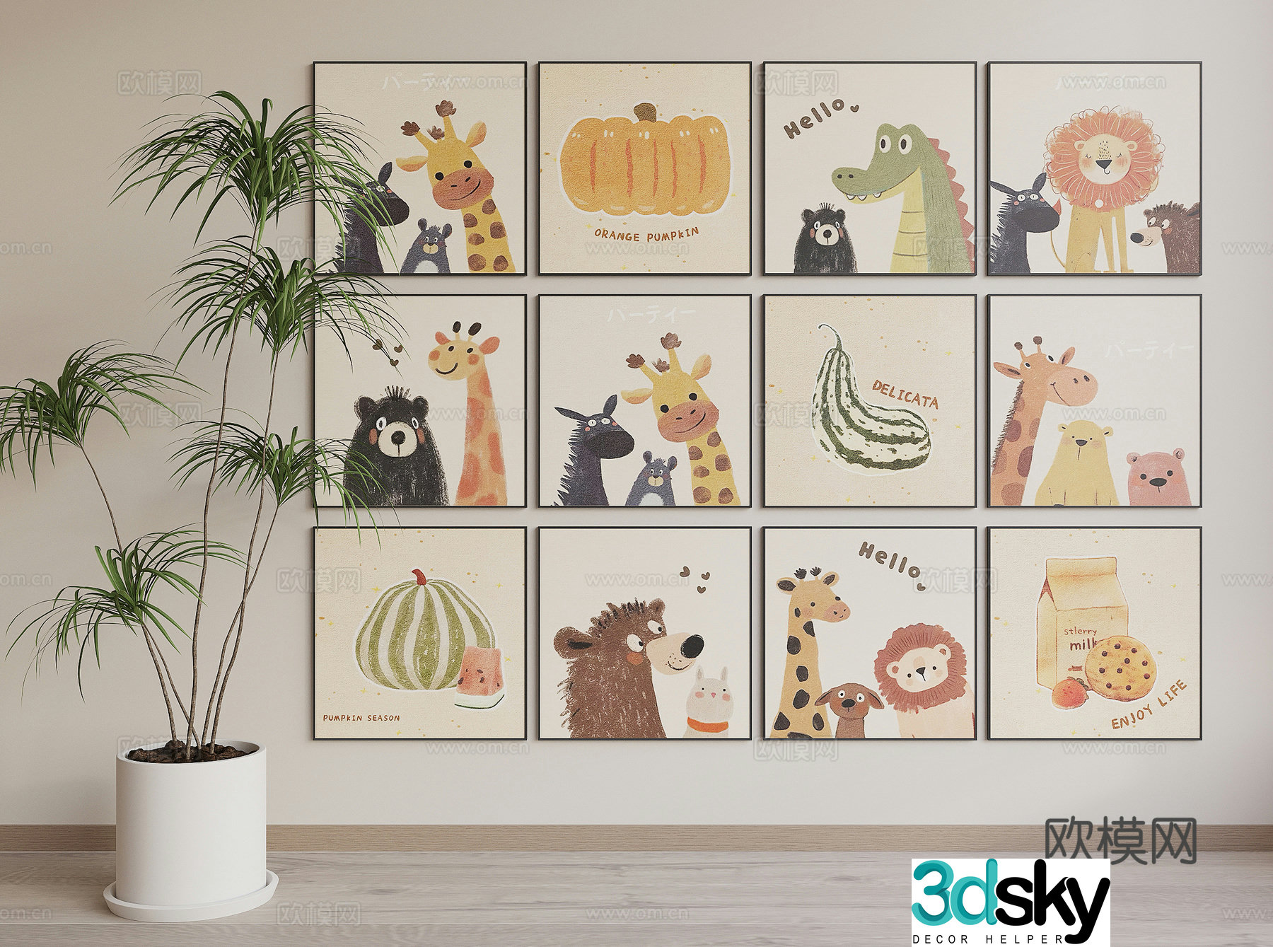 Modern children’s hanging painting 3d model