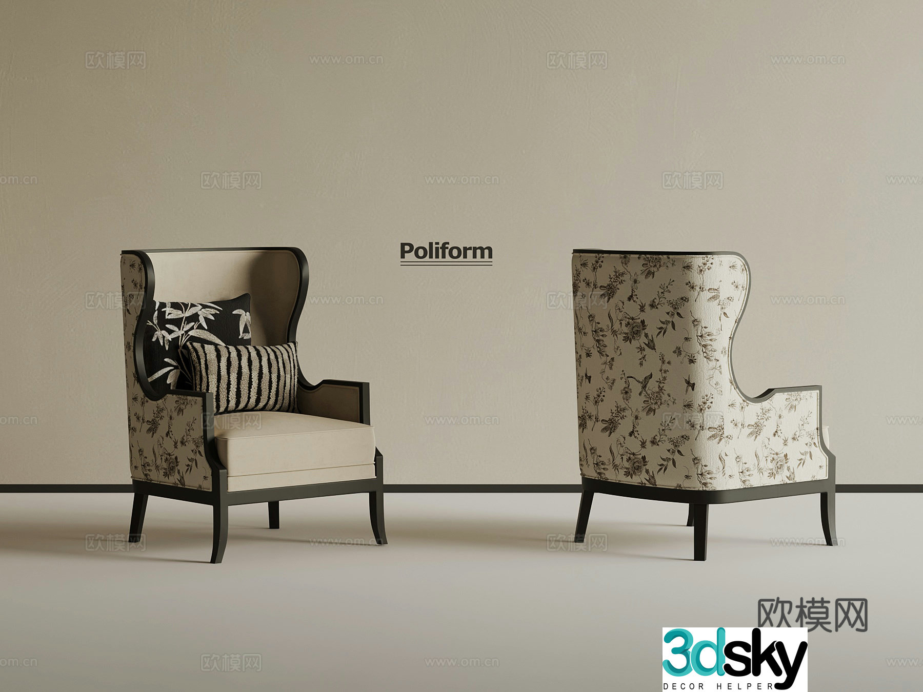 French chair casual chair sofa 3d model