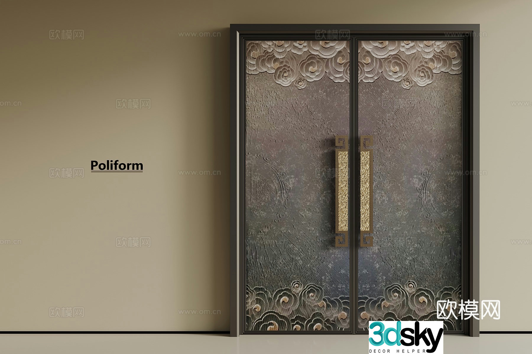 New Chinese double door 3D model