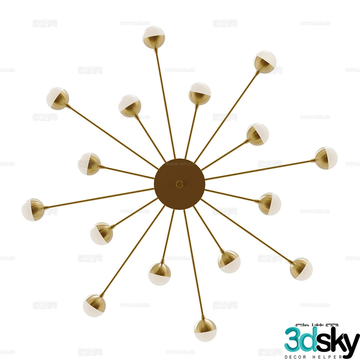 Modern light luxury multi-head decorative ceiling light 3D model
