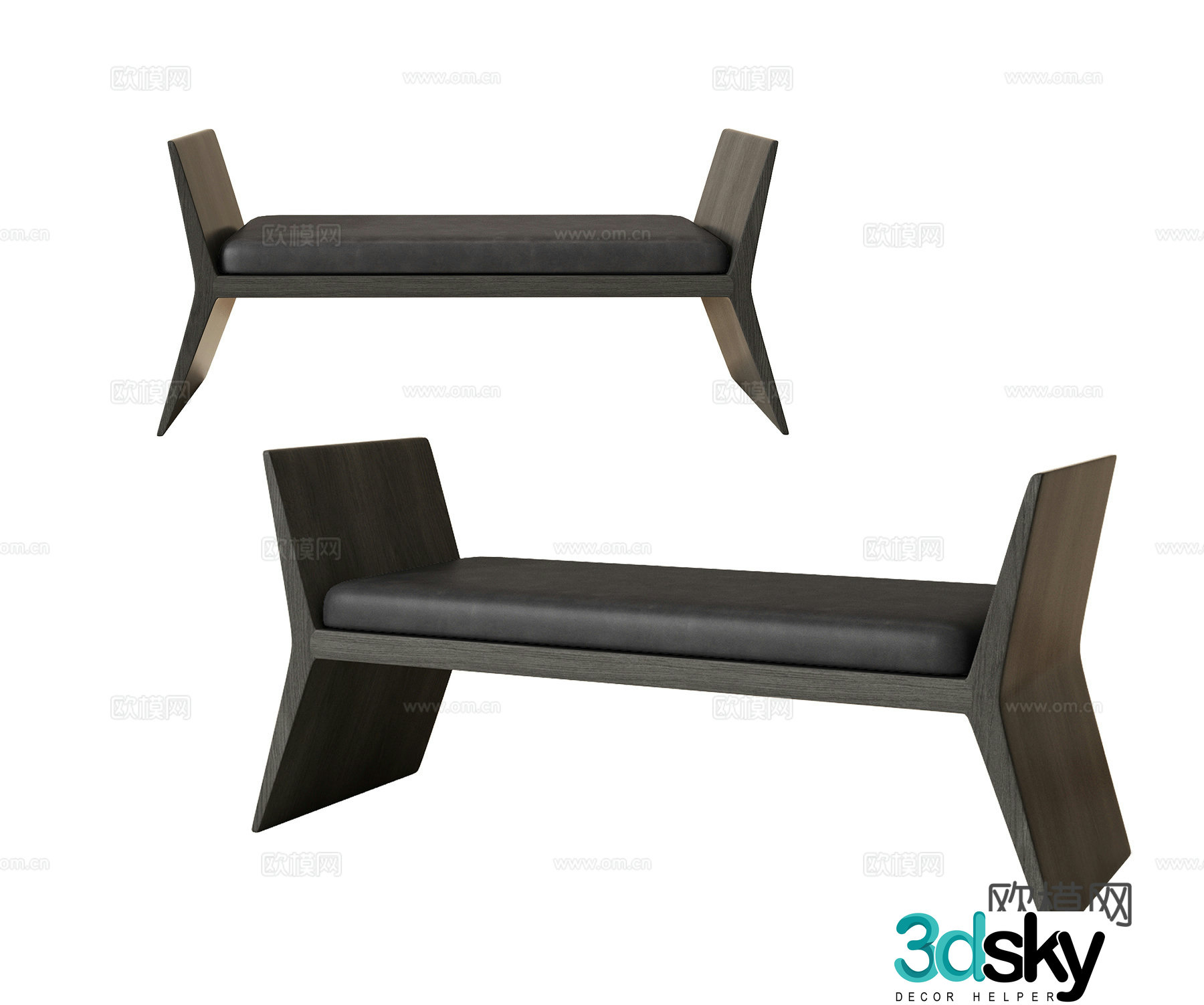 Modern sofa stool bed tail stool bench shoe change lamp couch indoor bench 3D model
