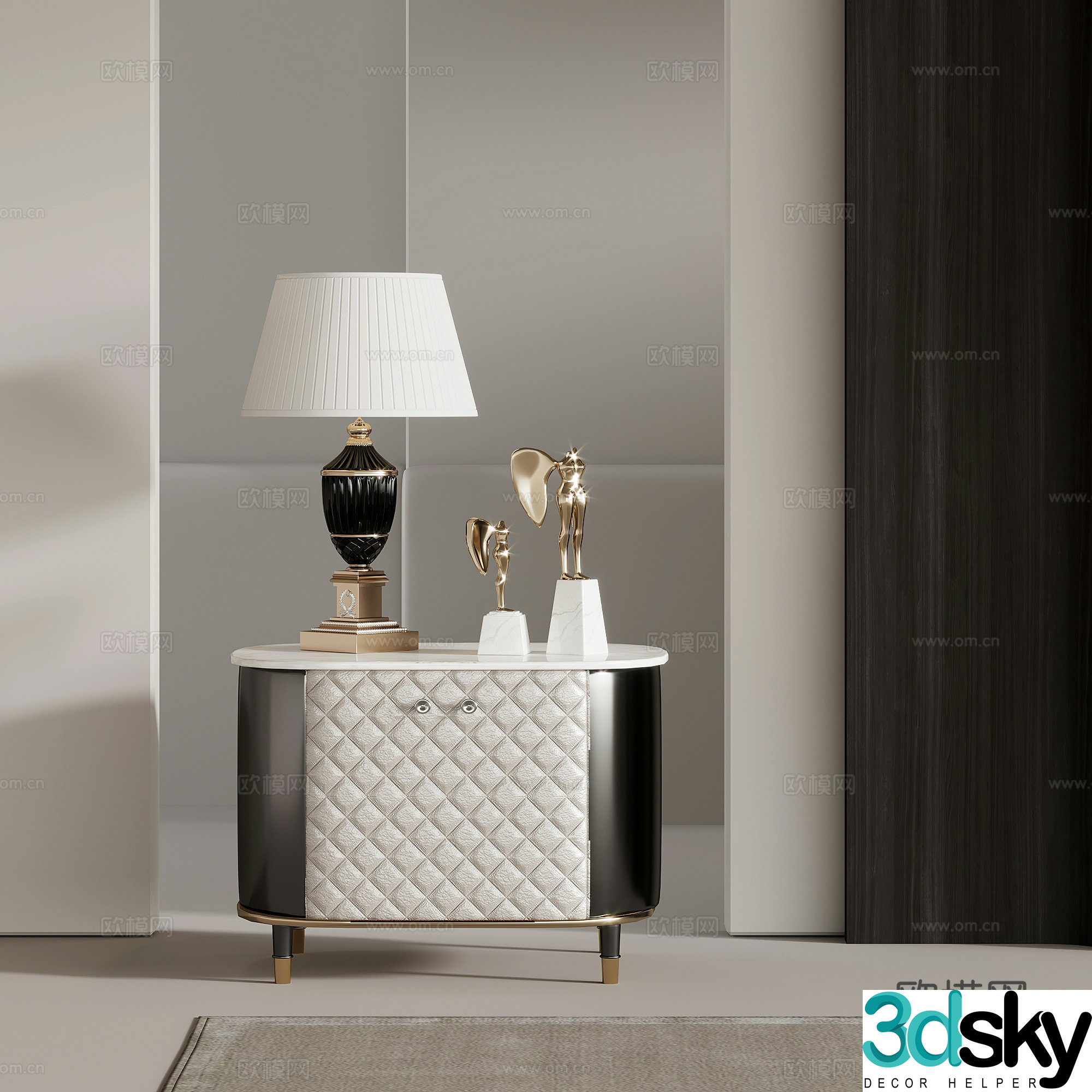 Bedside table French nightstand 3D model