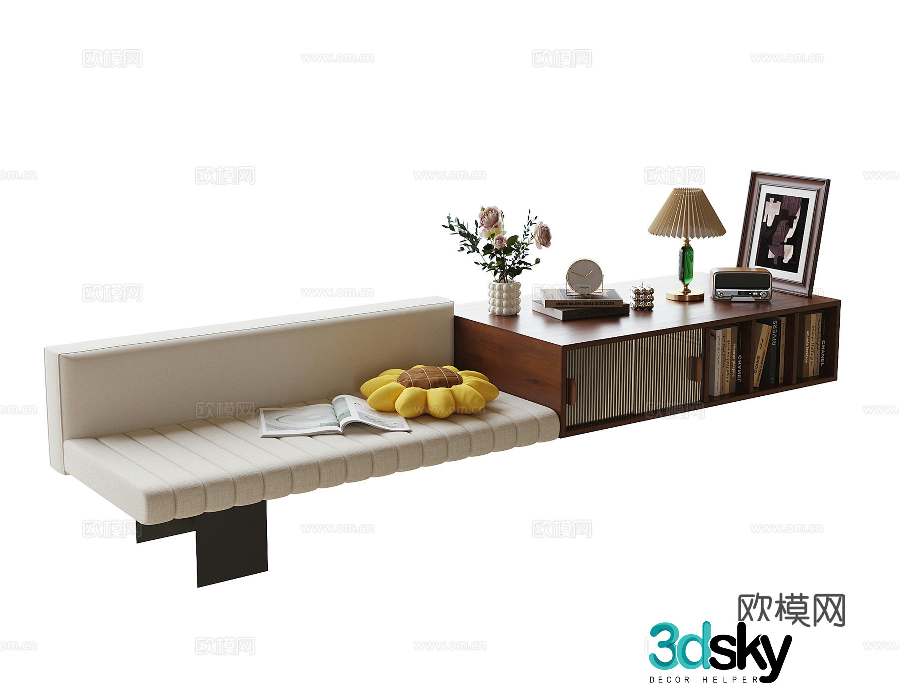 Modern bay window cabinet Bay window cushion 3D model