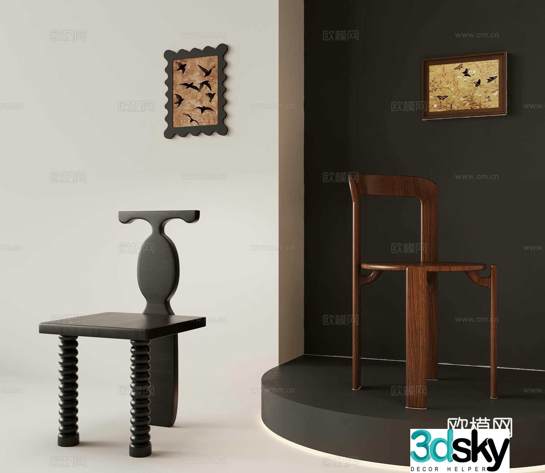 29 French medieval dining chair casual chair 3d model
