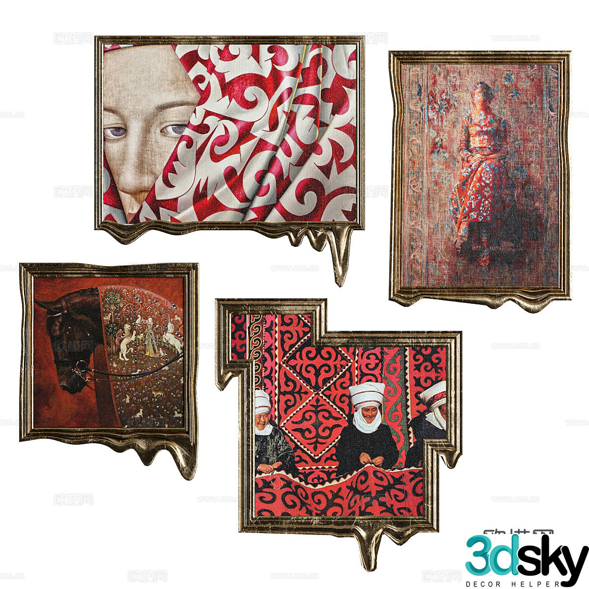 French light luxury decoration hanging painting 3D model