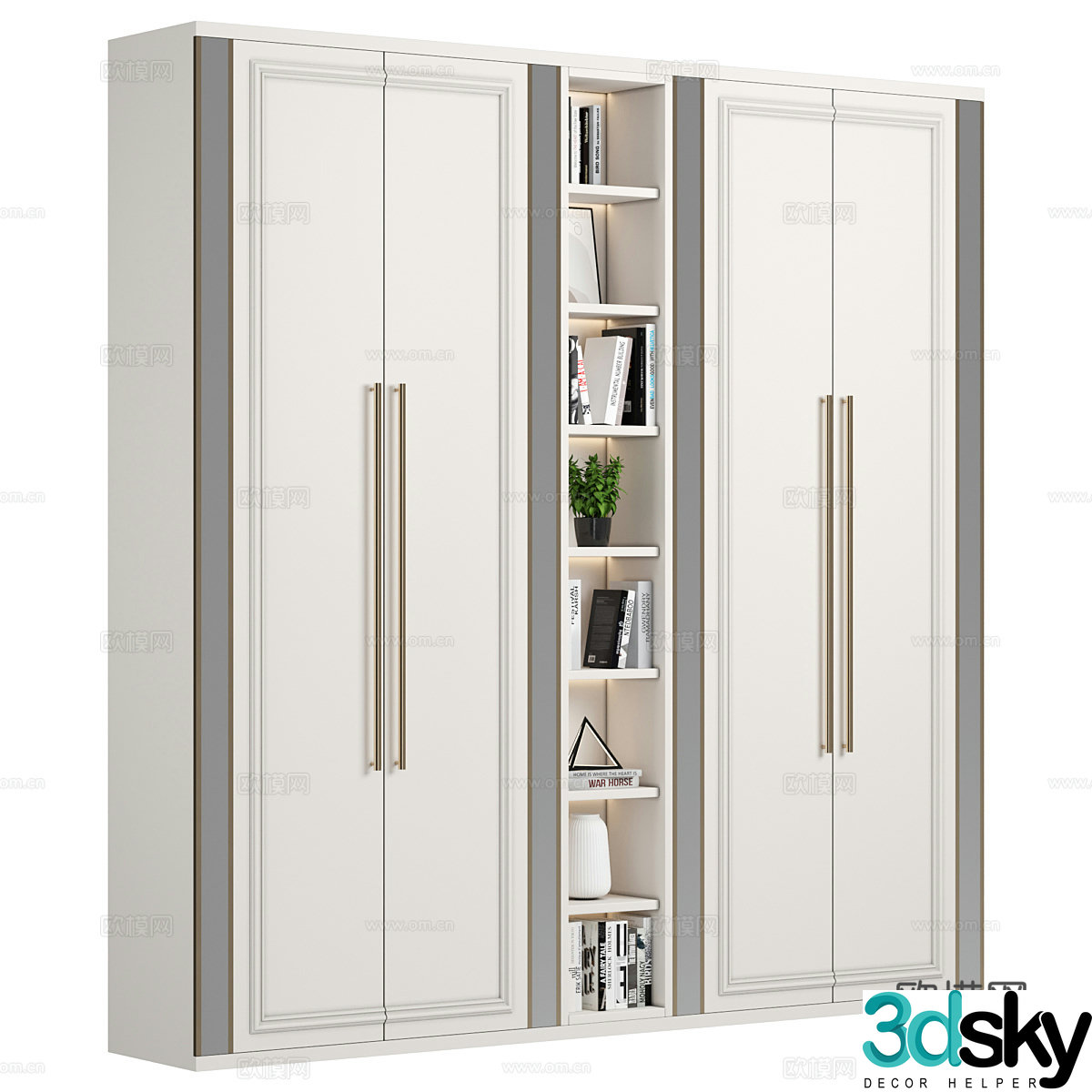 Modern Nordic door wardrobe 3D model