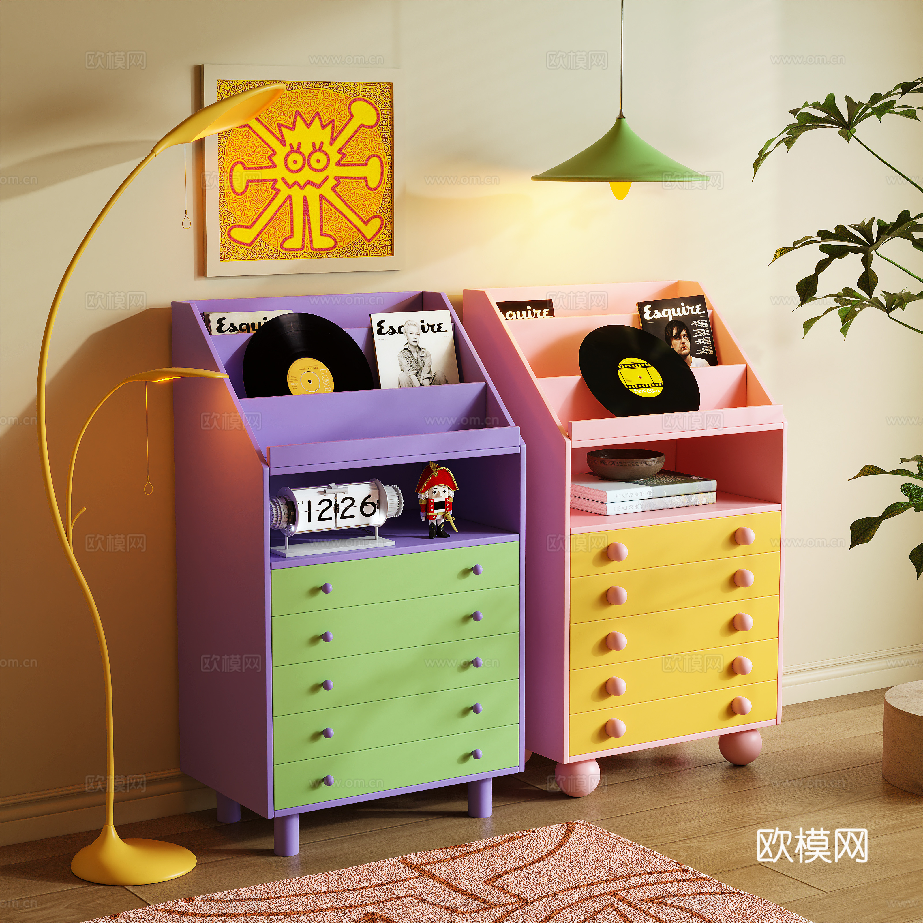 Modern chest of drawers magazine cabinet side cabinet storage cabinet 3d model