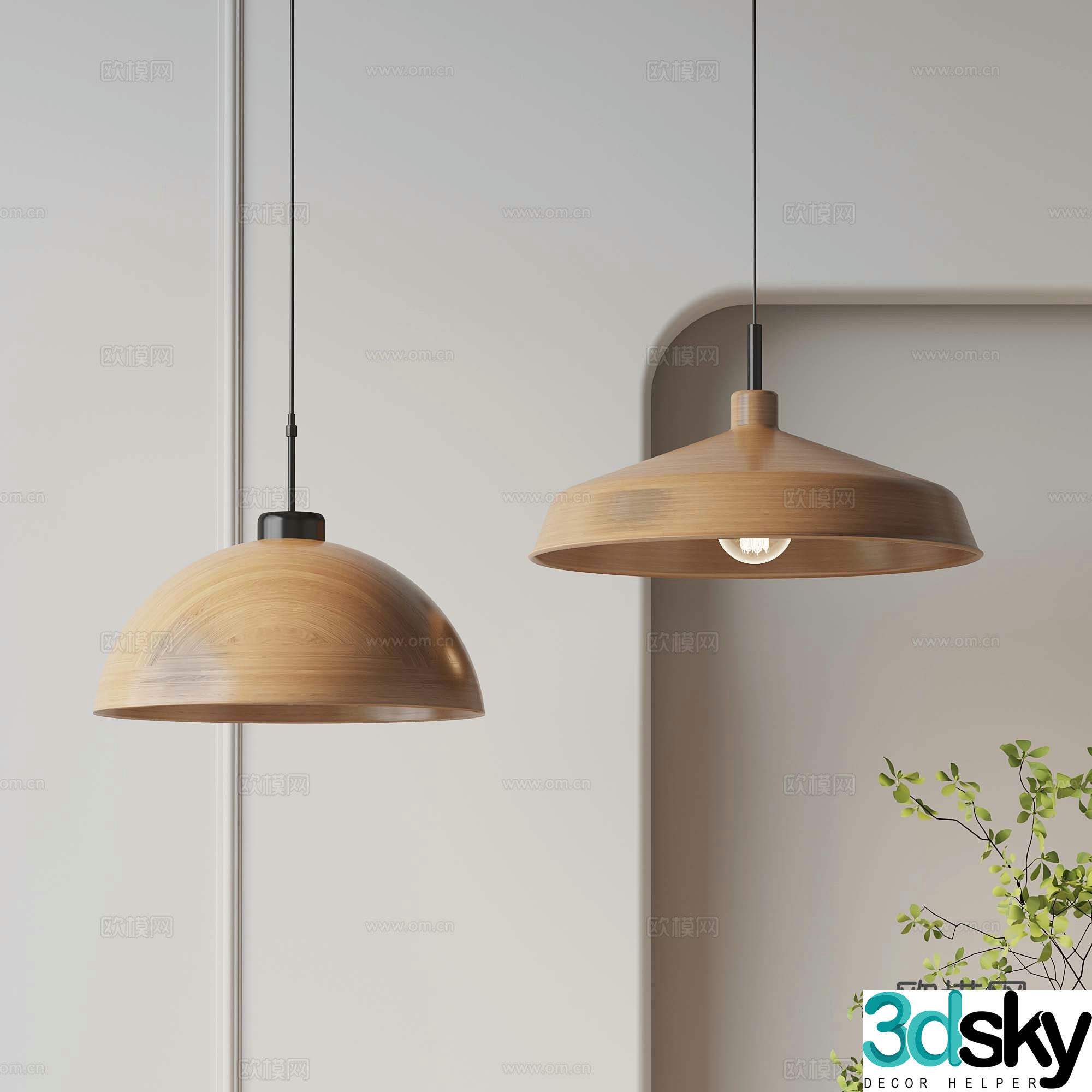 38 Wasabi Middle Ancient Chandelier Solid Wood Chandelier Restaurant Chandelier Bedside Light 3D Model