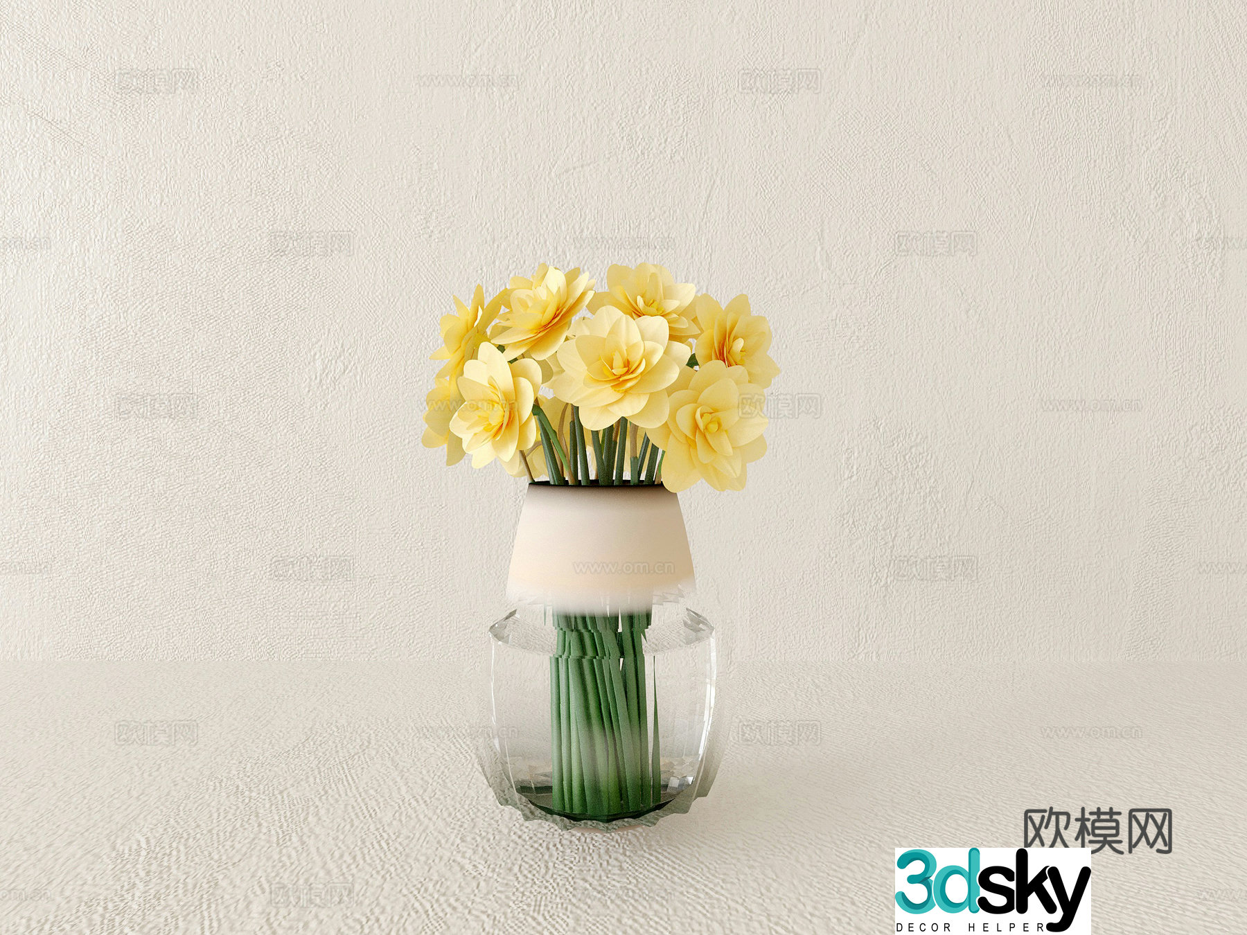 Vase Flower Plant Green Plant 3D Model