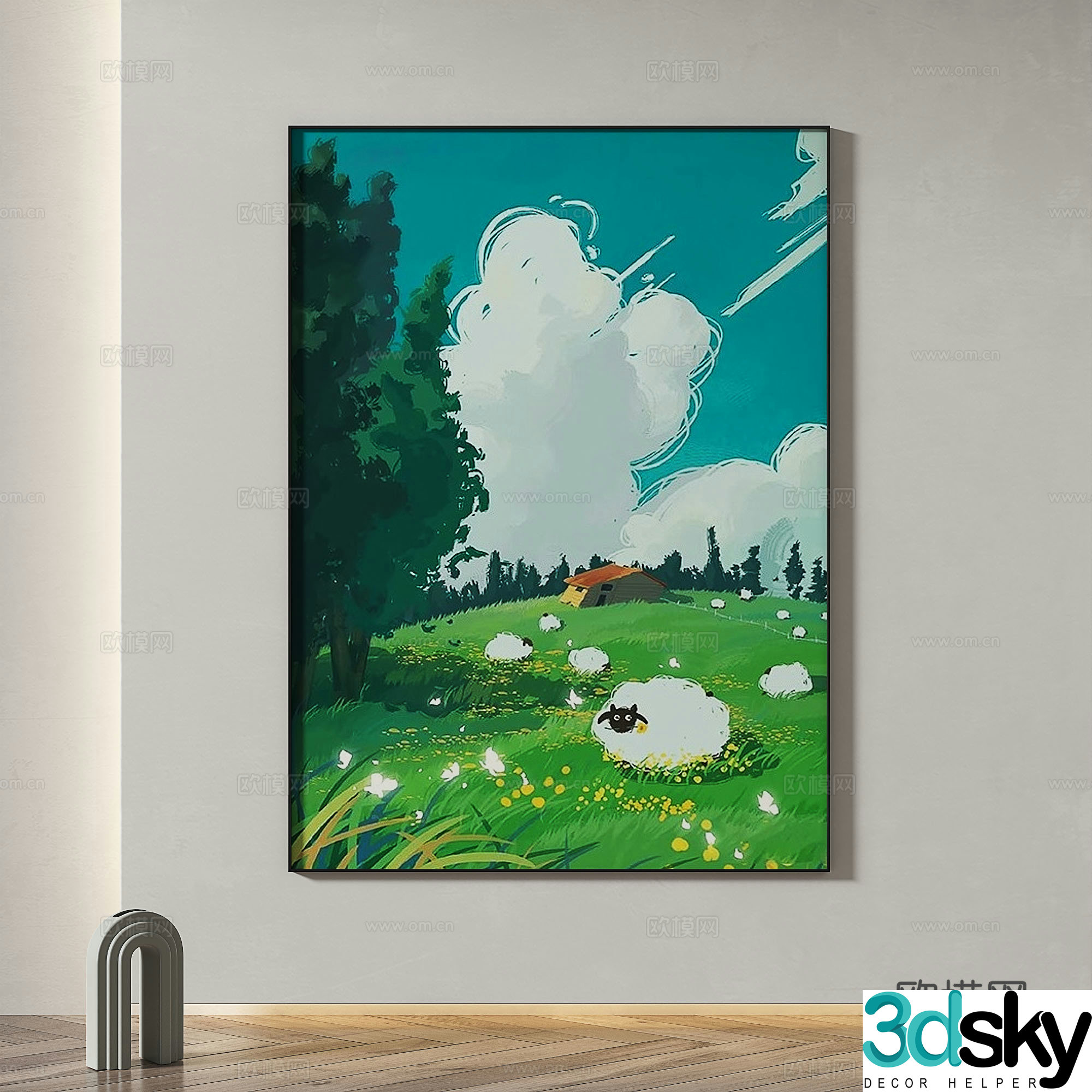 Modern minimalist abstract decorative painting 3d model
