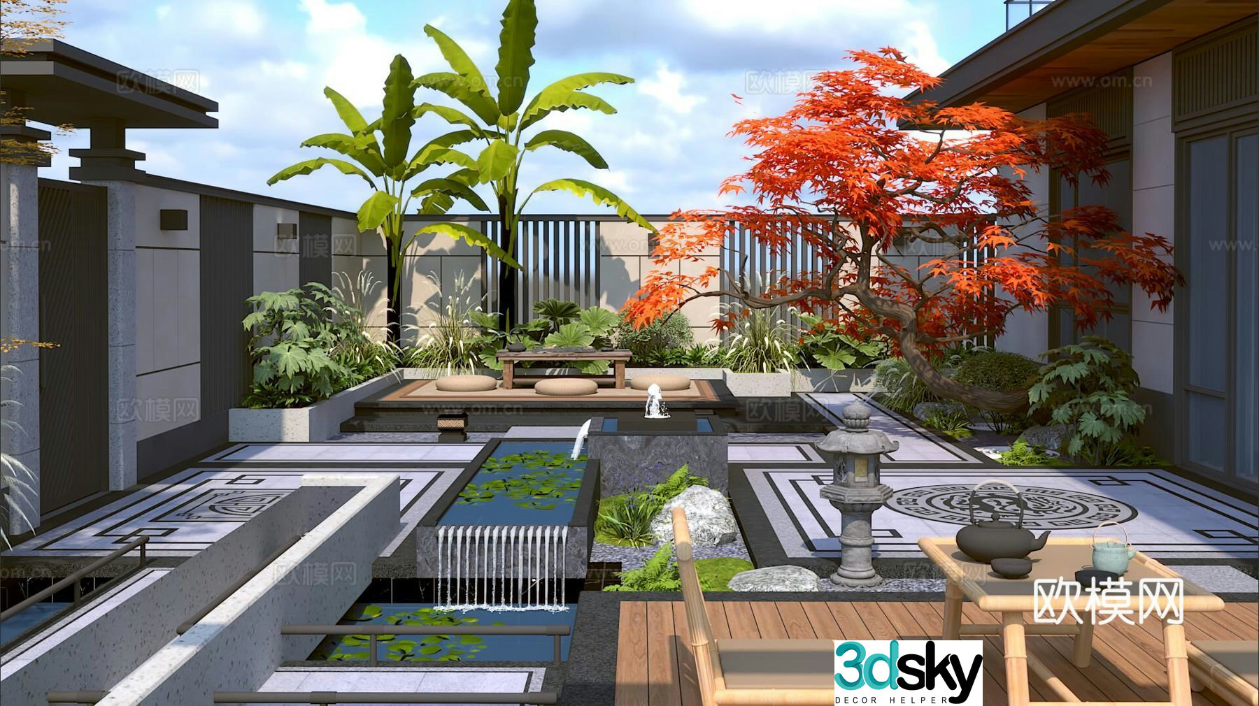 Villa courtyard 3d model