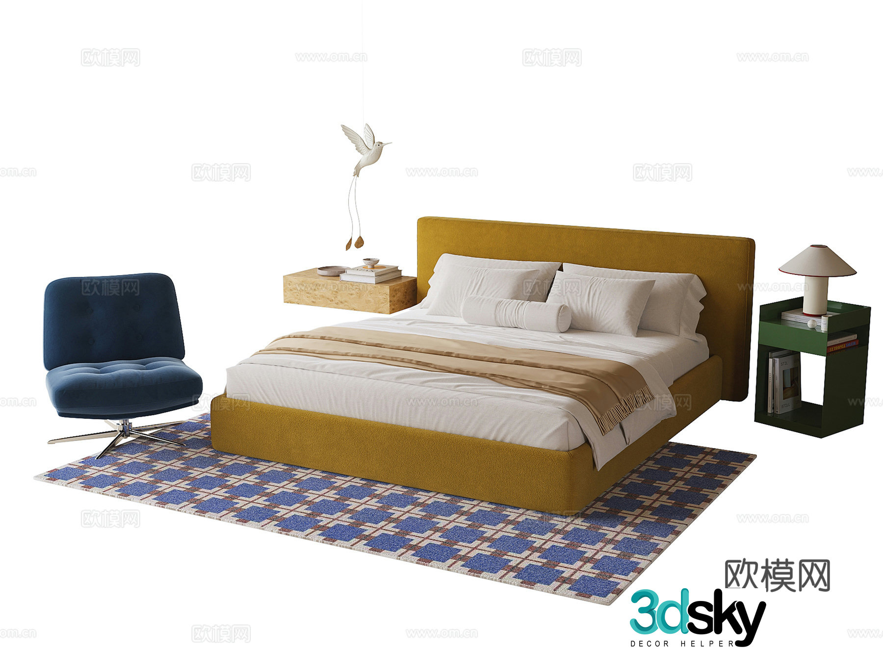 Modern children’s bed single bed 3d model