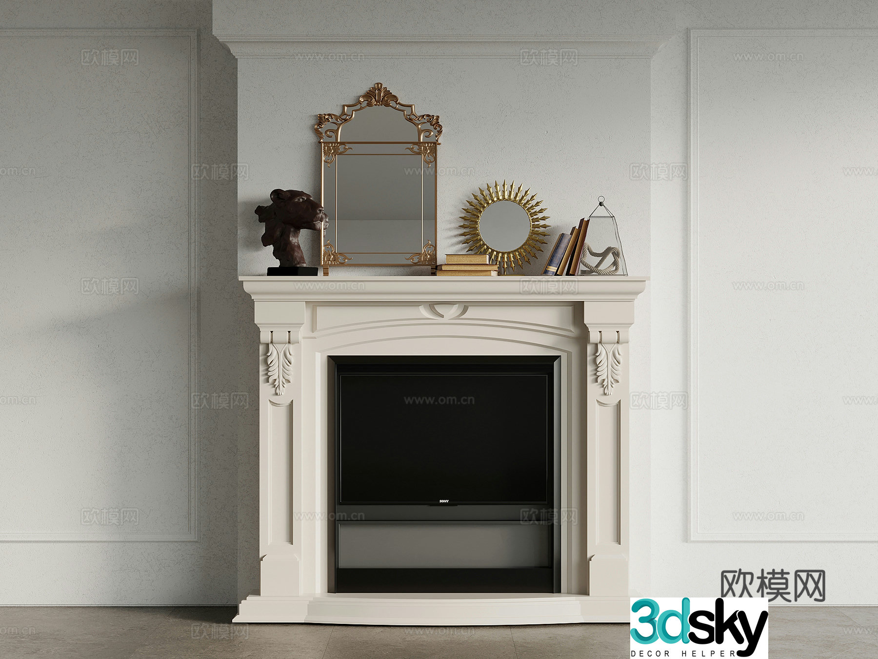Fireplace French fireplace Electronic fireplace Jewelry ornaments 3d model