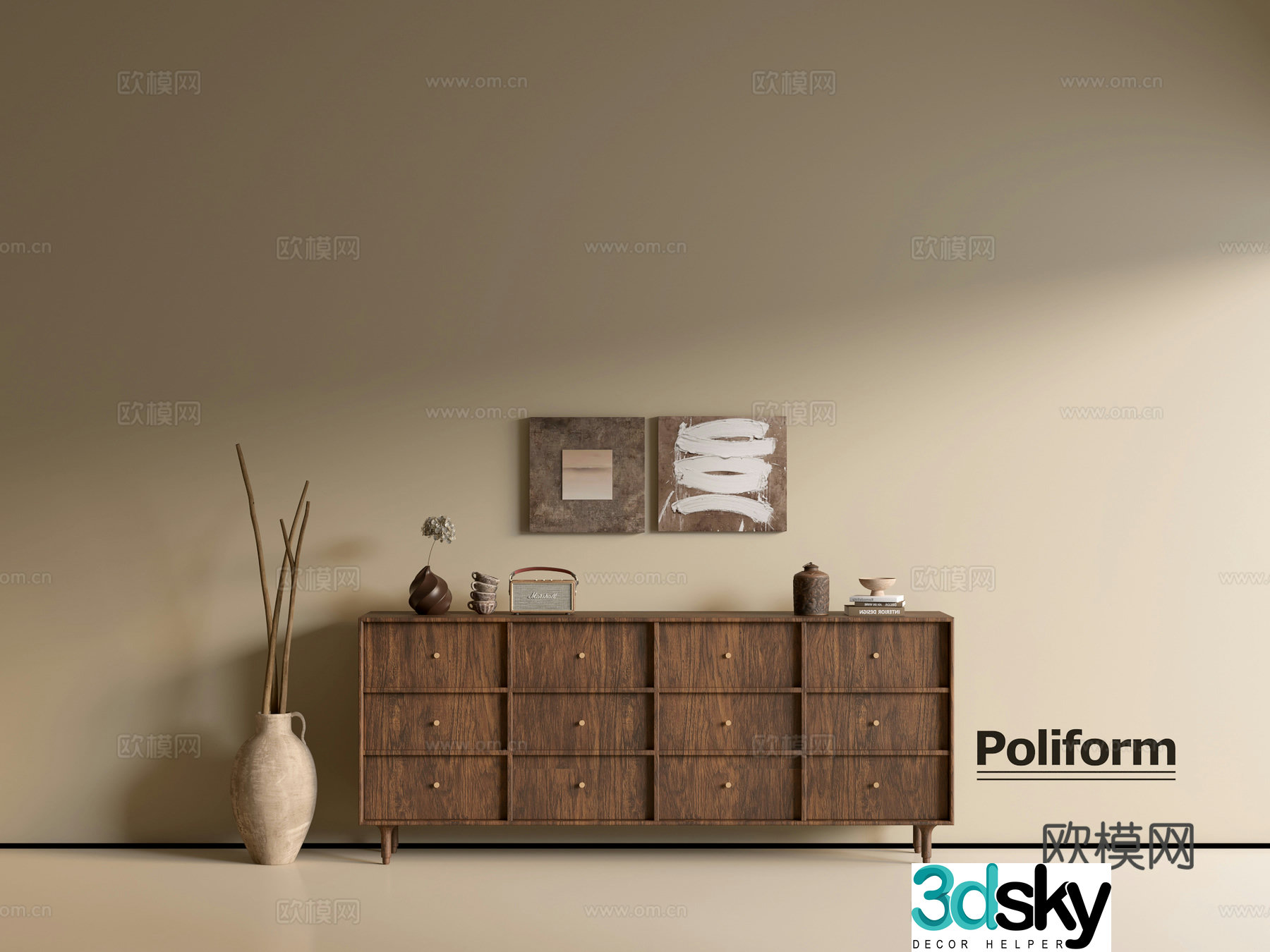 Modern wood grain cabinet ins wind minimalist wind cabinet whole cabinet sideboard balcony cabinet storage 3D model
