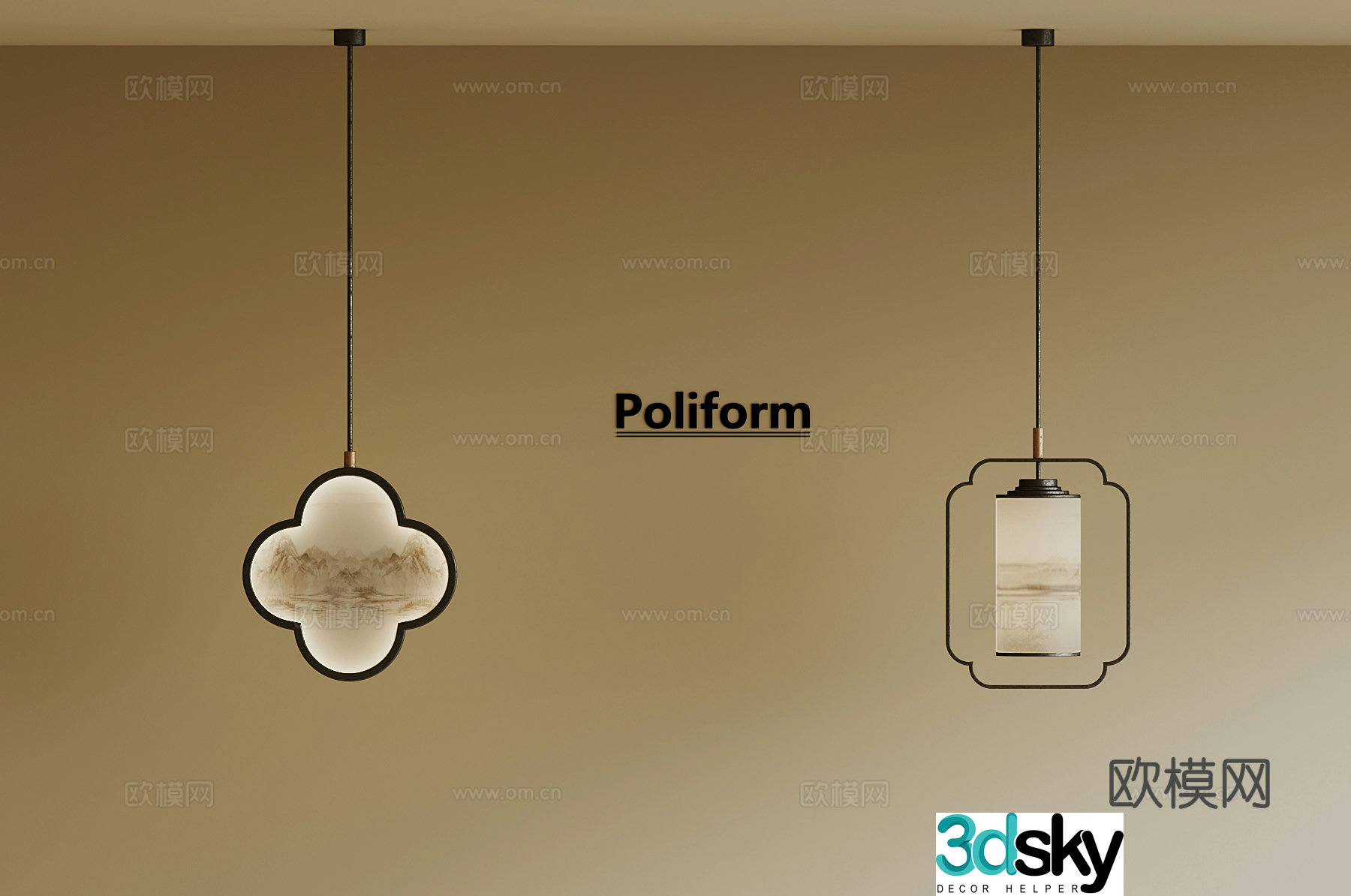 New Chinese Chandelier Zen Chandelier 3D Model