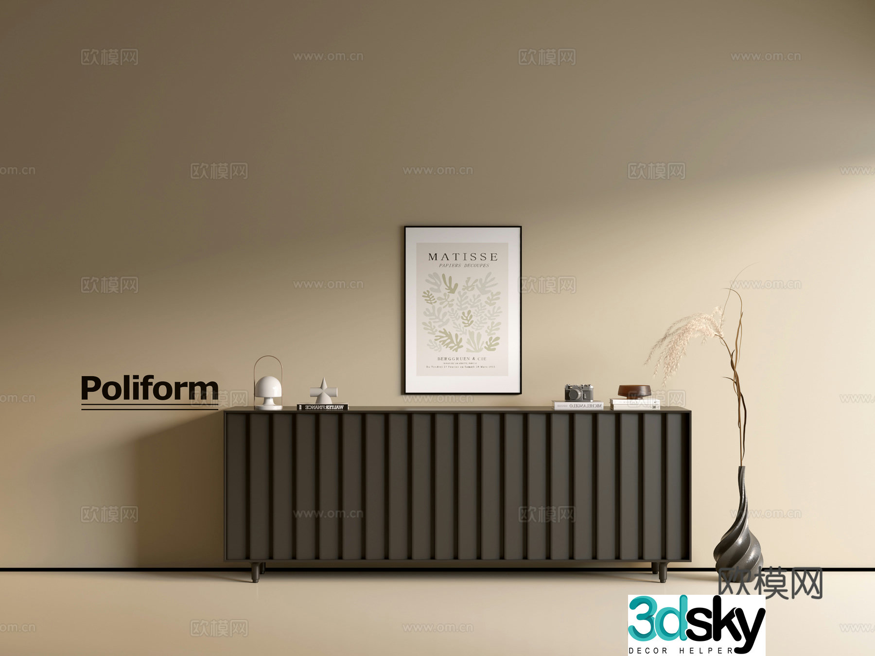 Modern black cabinet ins wind side cabinet chest cabinet low cabinet whole cabinet dining side cabinet balcony cabinet 3d model