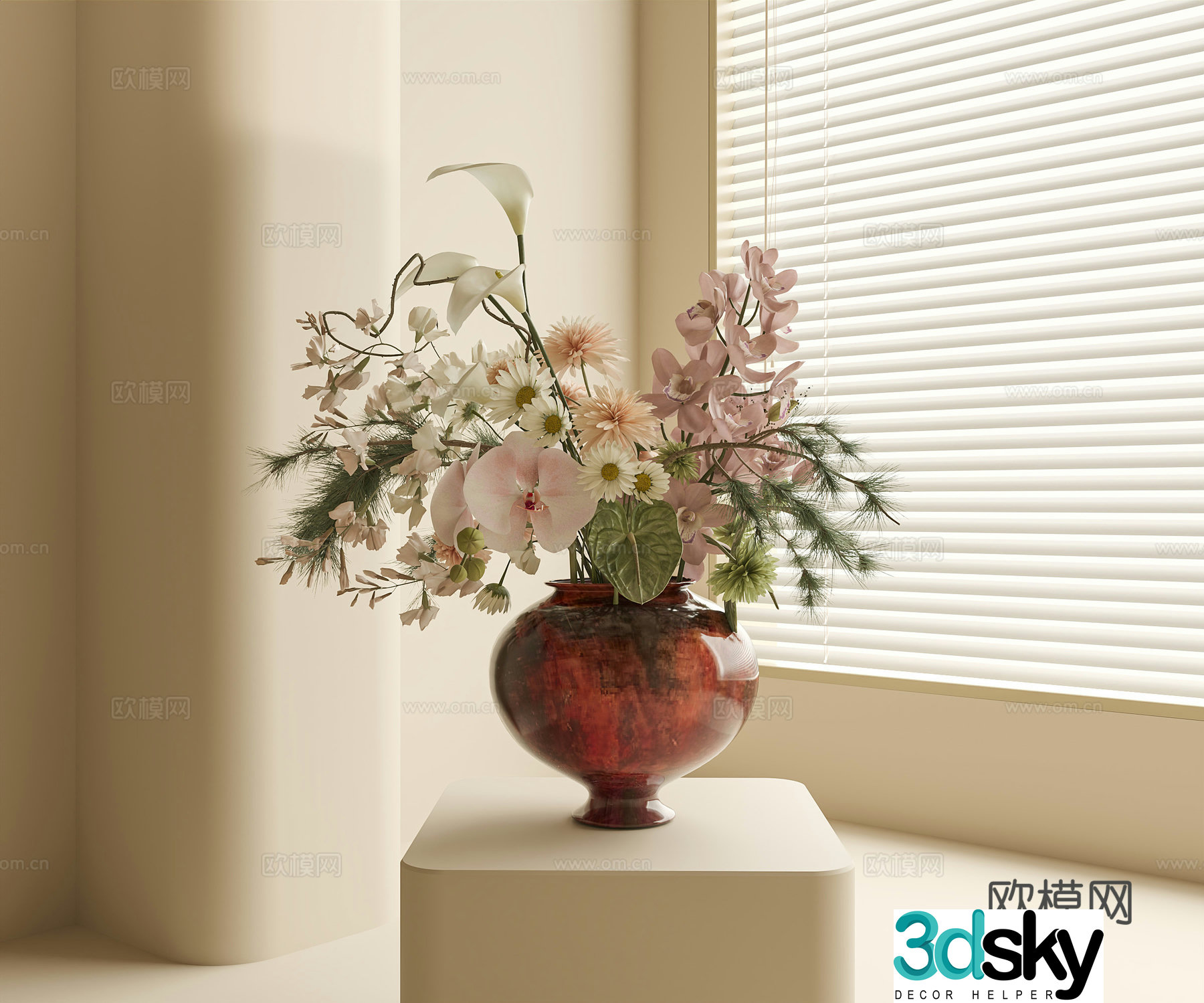 Modern flower art 3d model