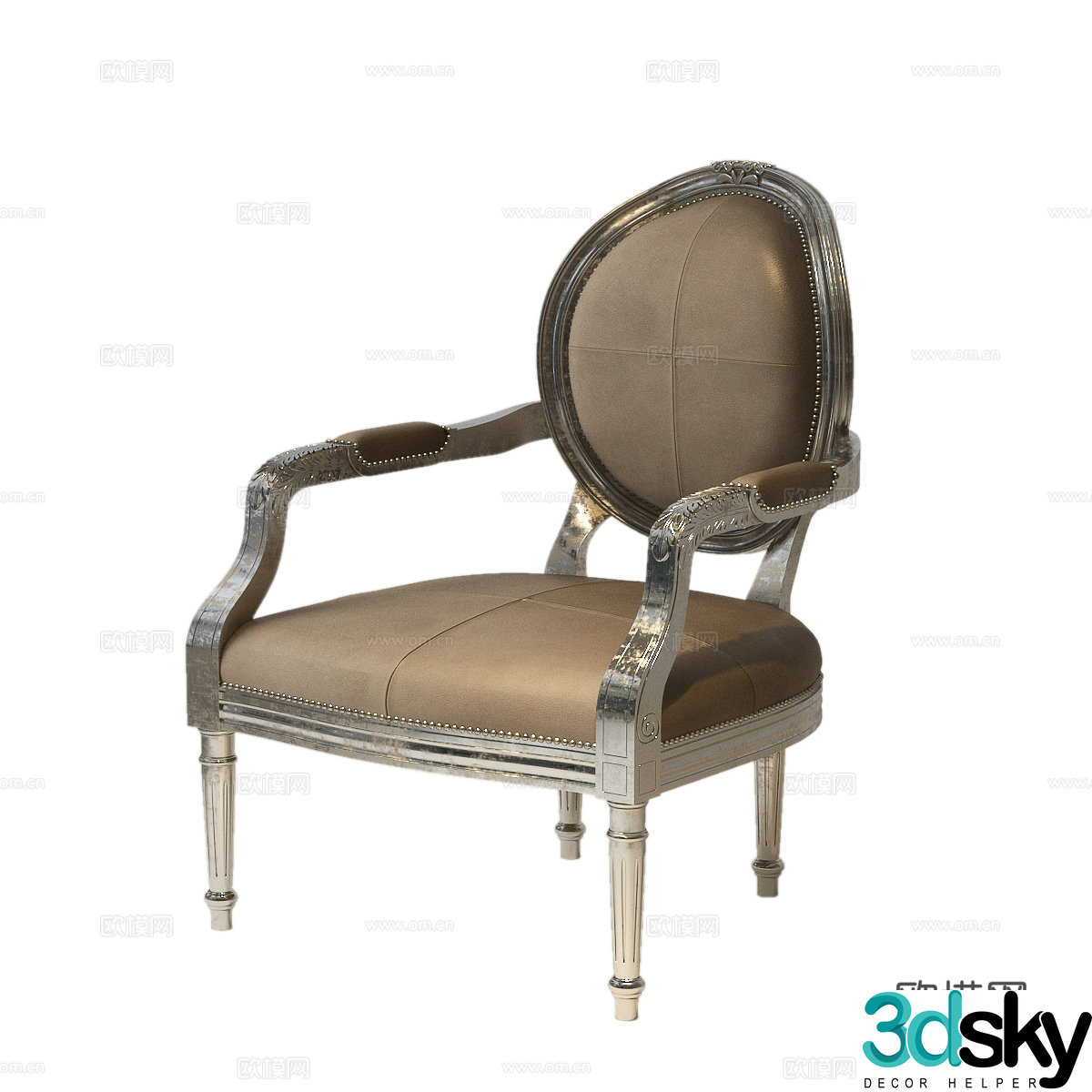 French casual chair French single chair French classic leisure chair 3d model