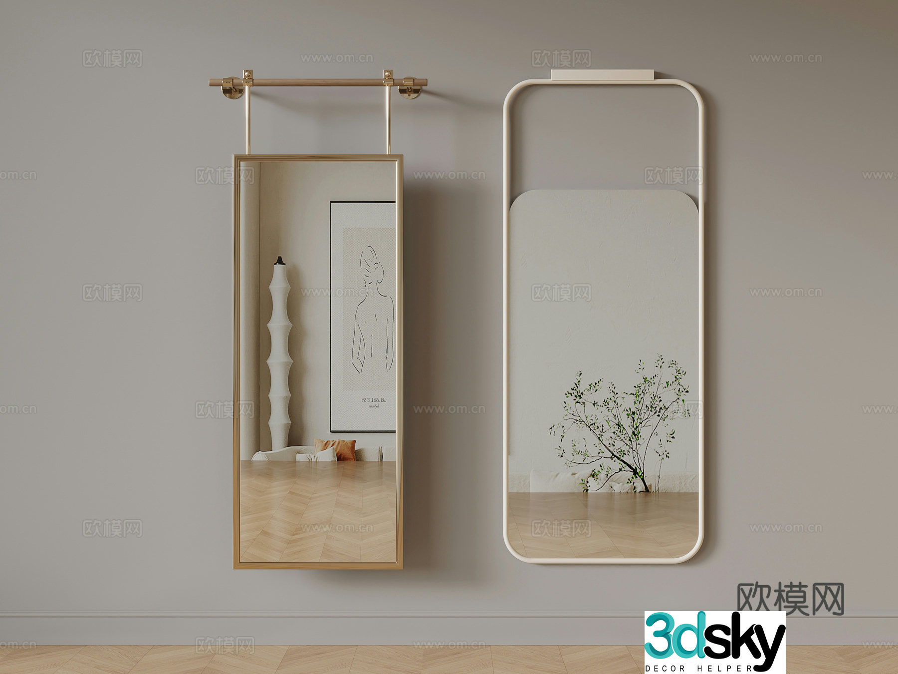 Modern mirror dressing mirror 3d model